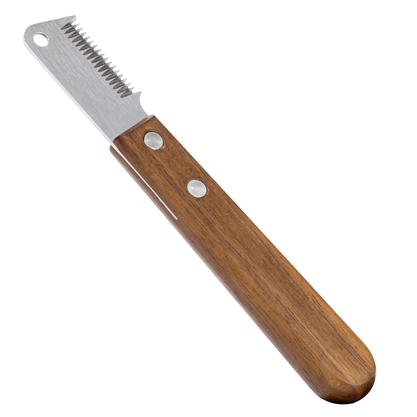 Coltello da Stripping a Denti Stretti,Professionale Spogliarello Knife Coarse Ergonomic Wooden Stripping Knife per Cani Spazzola da toelettatura (Marrone) - immagine 1
