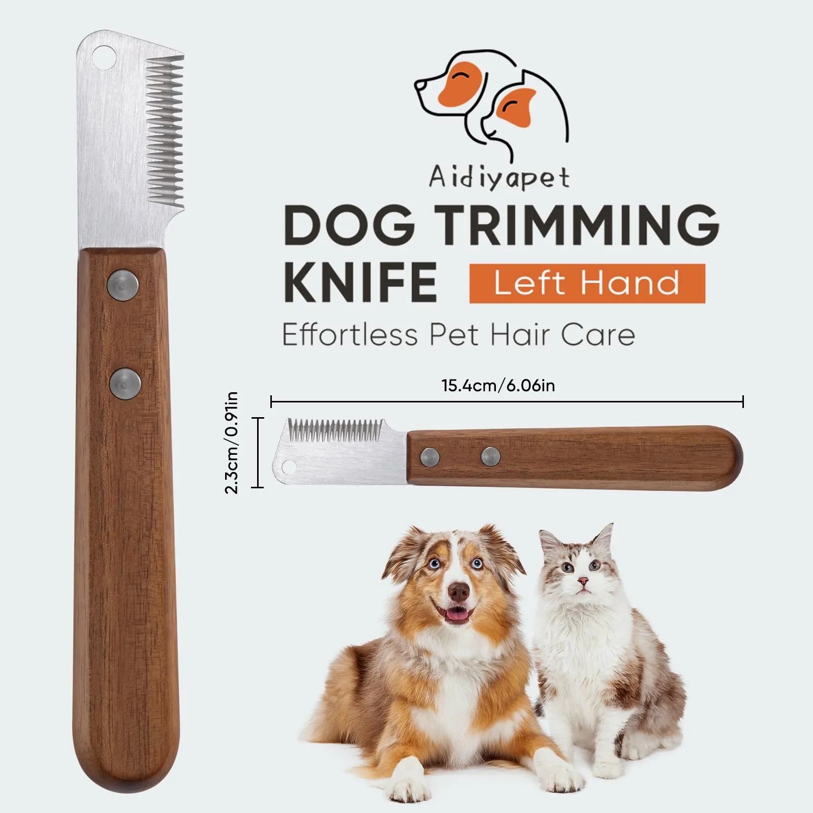 Coltello da Stripping a Denti Stretti,Professionale Spogliarello Knife Coarse Ergonomic Wooden Stripping Knife per Cani Spazzola da toelettatura (Marrone) - immagine 3