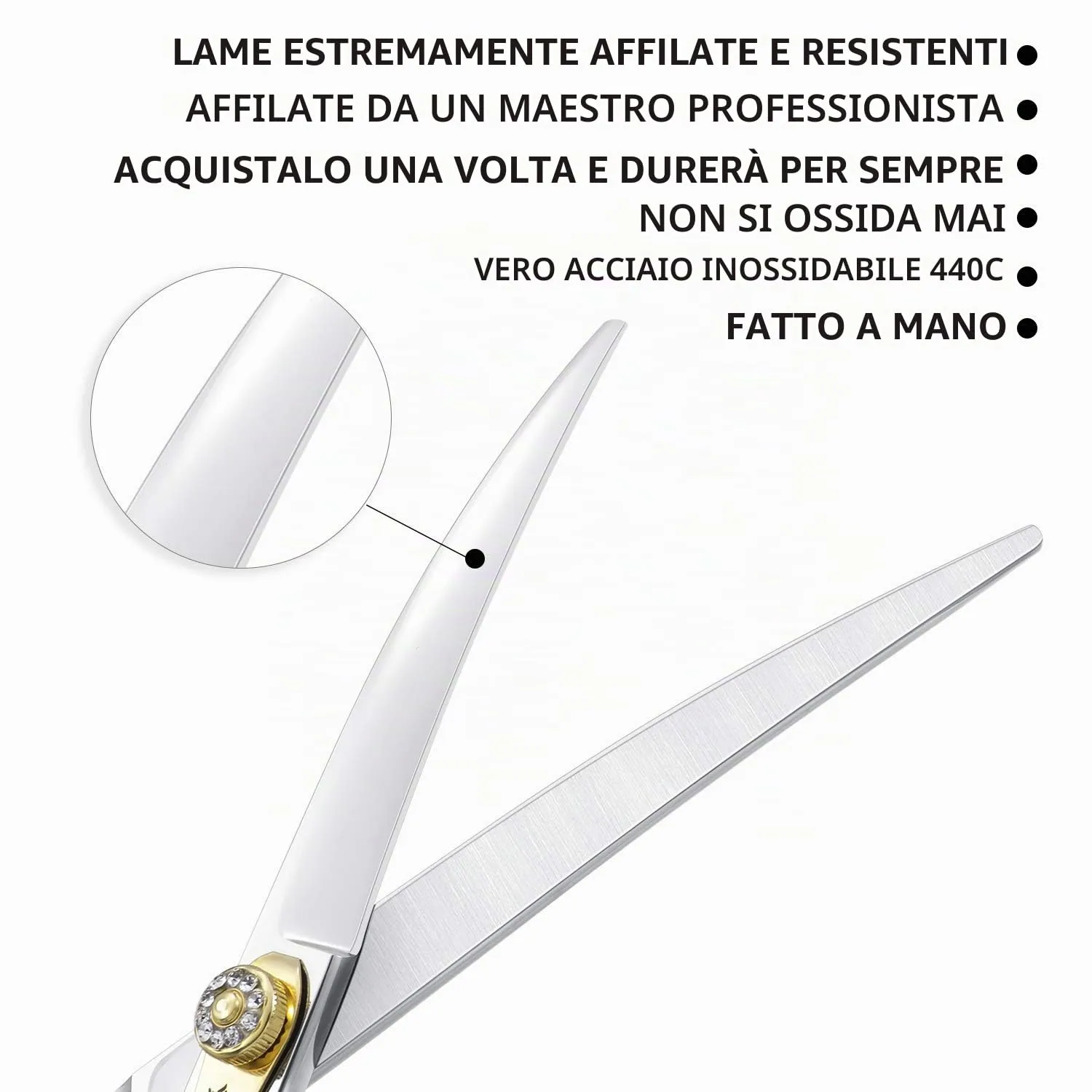 Dream Reach Forbici Curve da 7,0 Pollici per Cani e Gatti - Toelettatura per Peli di Animali - Acciaio Inossidabile 440C Giapponese - immagine 2