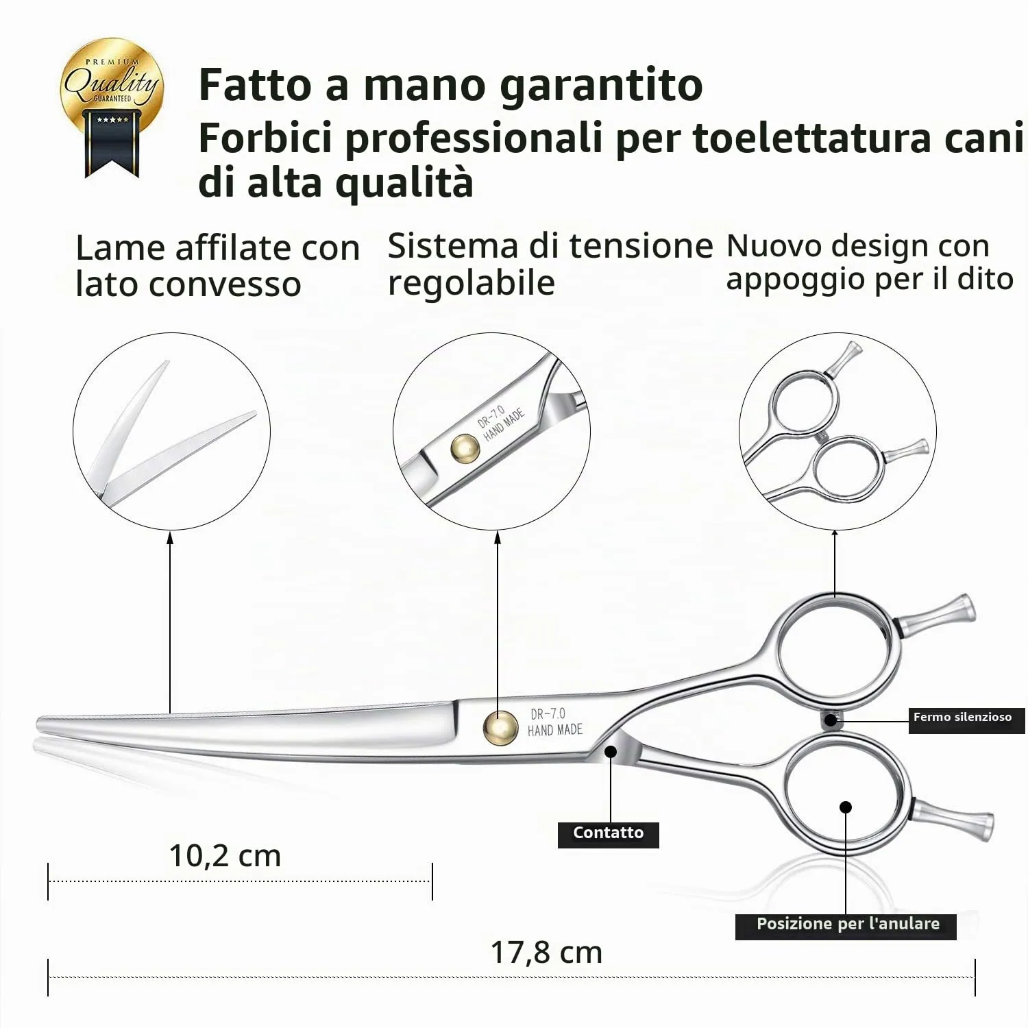 Dream Reach Forbici Curve da 7,0 Pollici per Cani e Gatti - Toelettatura per Peli di Animali - Acciaio Inossidabile 440C Giapponese - immagine 3