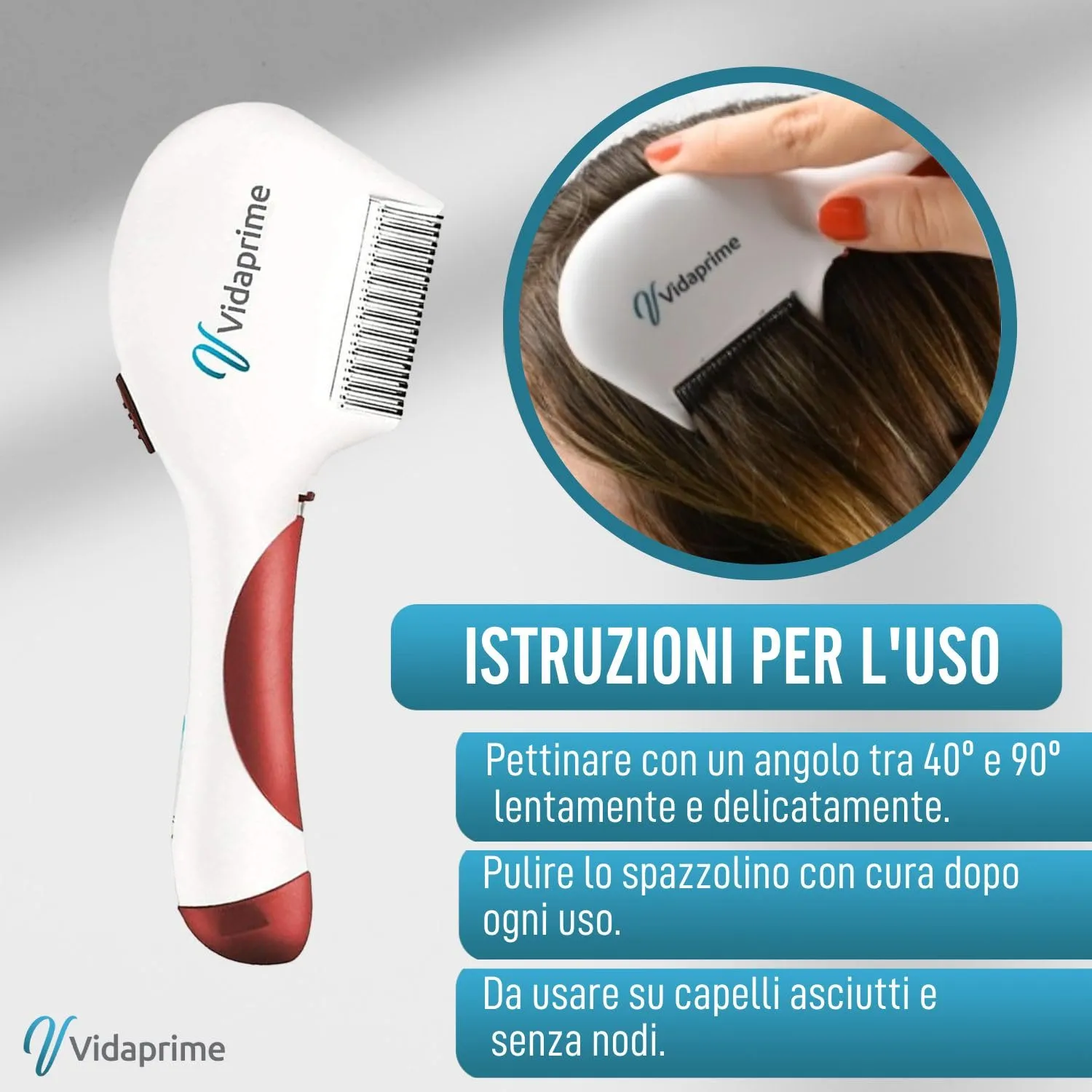 Vidaprime - Pettine elettrico antipidocchi e lendini, efficace, cura ottimale dei capelli, professionale - immagine 3