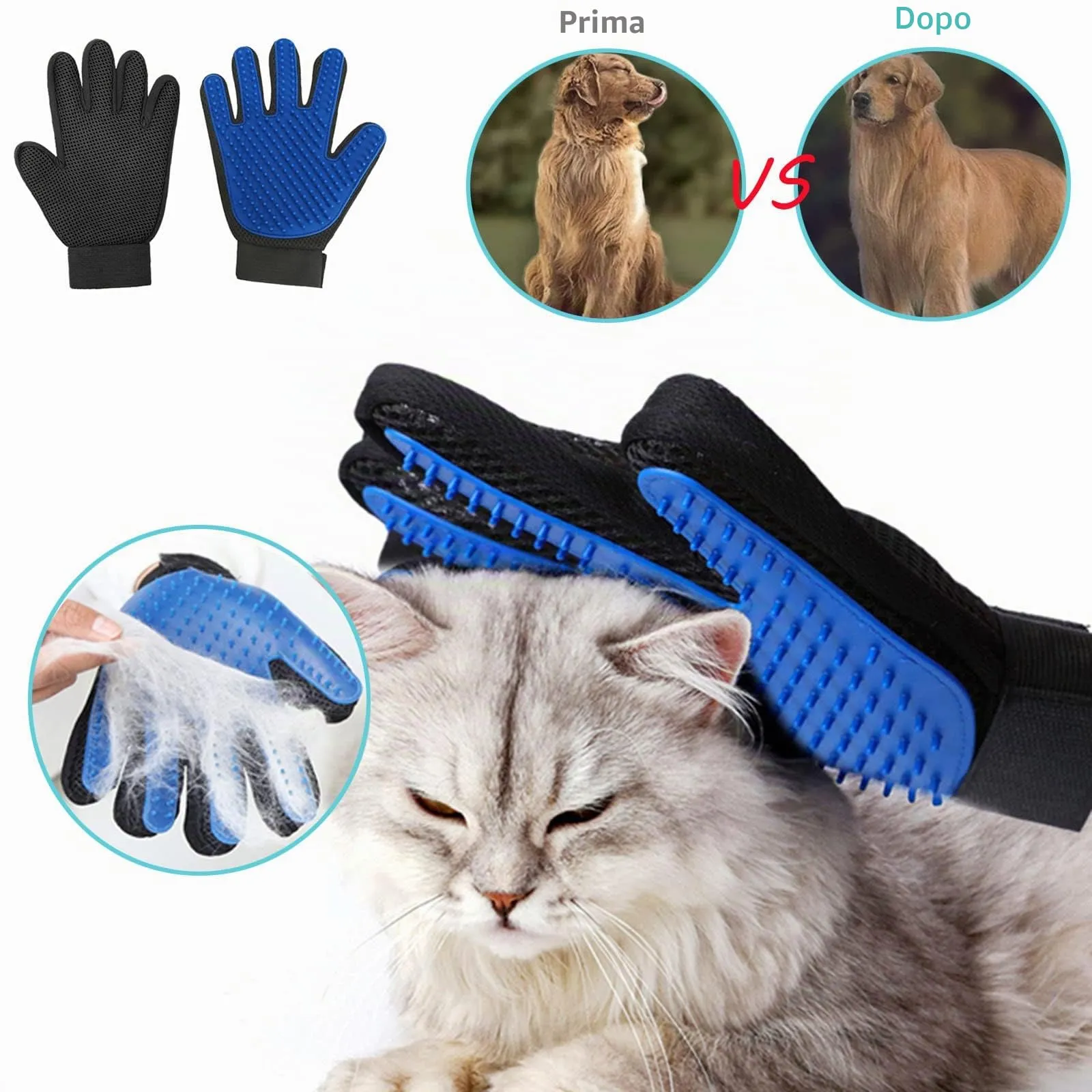 Guanto Togli Peli Animali,Guanto Spazzola per Cani Gatto,Guanto Spazzola Cani Gatto,Guanto per Pulizia Pelo Animali,Per massaggio e pulizia degli animali domestici, cura efficace dei capelli - immagine 5