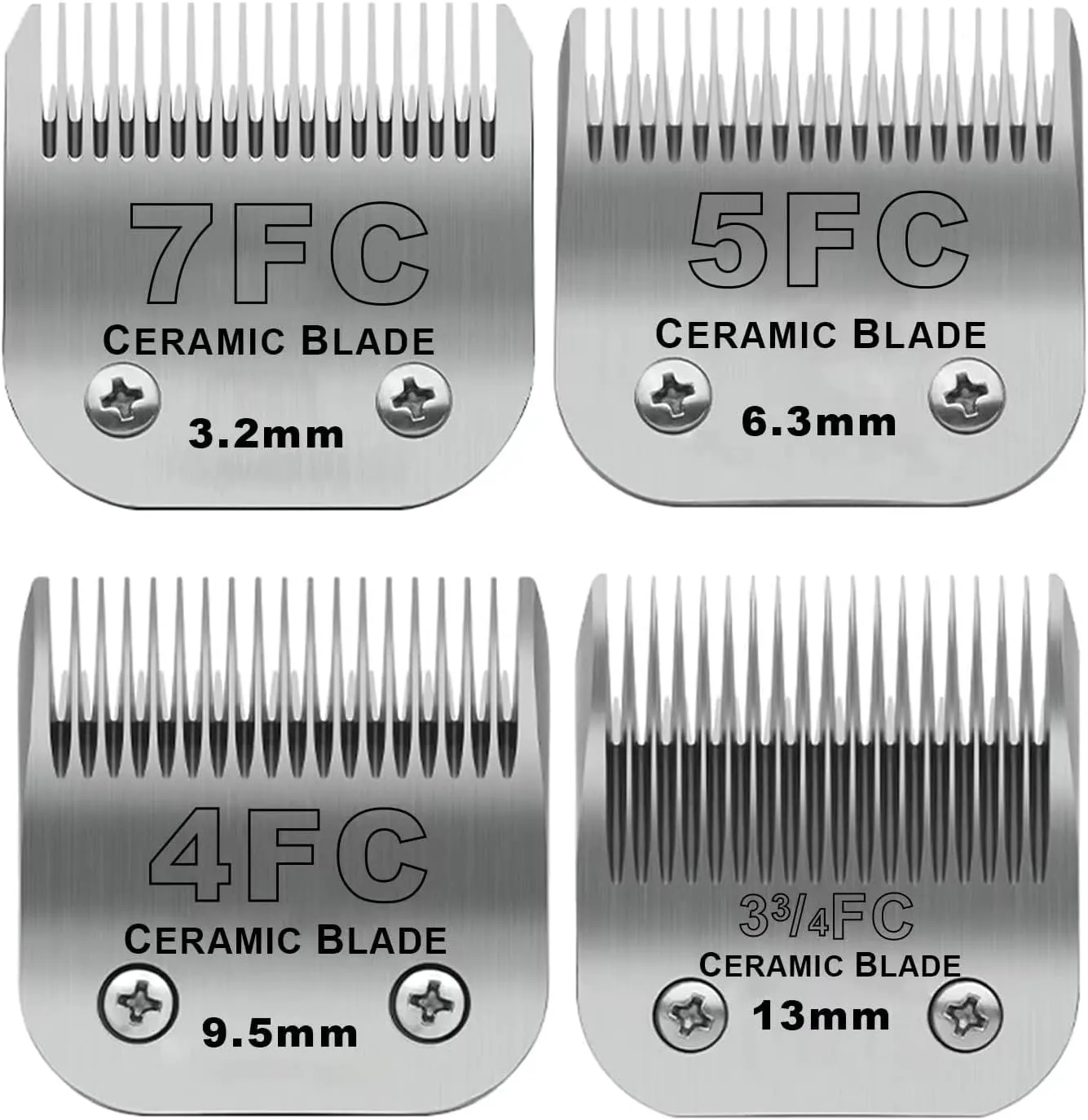 BESTBOMG 4 Pezzi Lama di Ricambio per toelettatura di Cani, Compatibile con Le Serie Heiniger/Moser Max45/Andis/A5, Tosaerba per Cani, Taglia 3,2 mm-13 mm. Lunghezza di Taglio - immagine 1