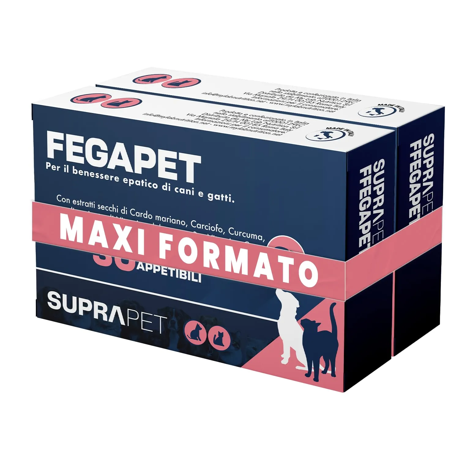 Suprapet Fegapet Cani e Gatti Supporto per il Fegato 60 compresse - Mangime per Funzioni Epato-Biliari con Vitamine, Cardo Mariano, Carciofo, Curcuma, Lespedeza (60 Unità (Confezione da 2)) - immagine 1