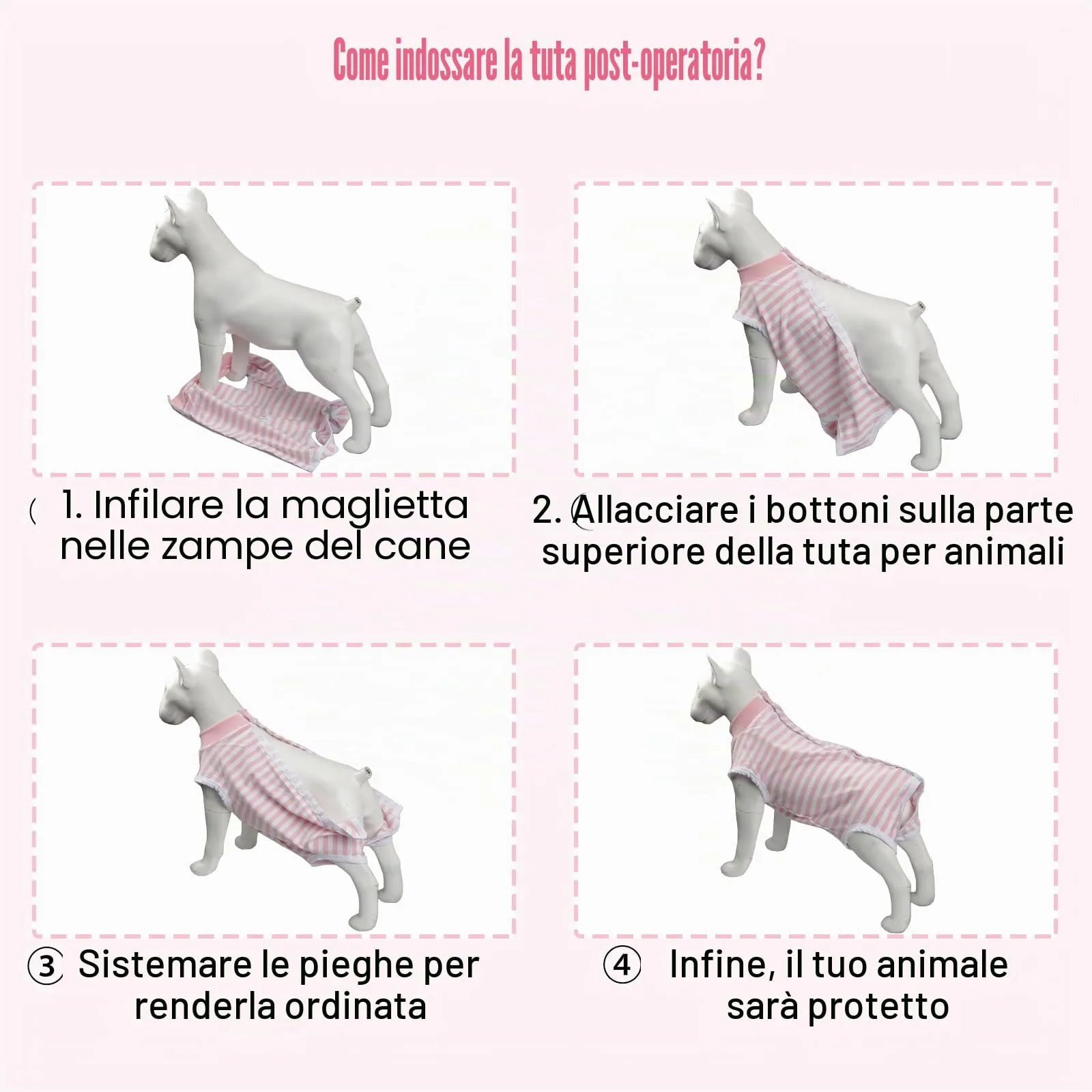 FEimaX Tuta da Recupero per Cani e Gatti Dopo l'Intervento Chirurgico, Body Post Operatorio Cane Femmina Maschio Tutina Post Operatoria per Cani di Piccola Media Taglia - immagine 6
