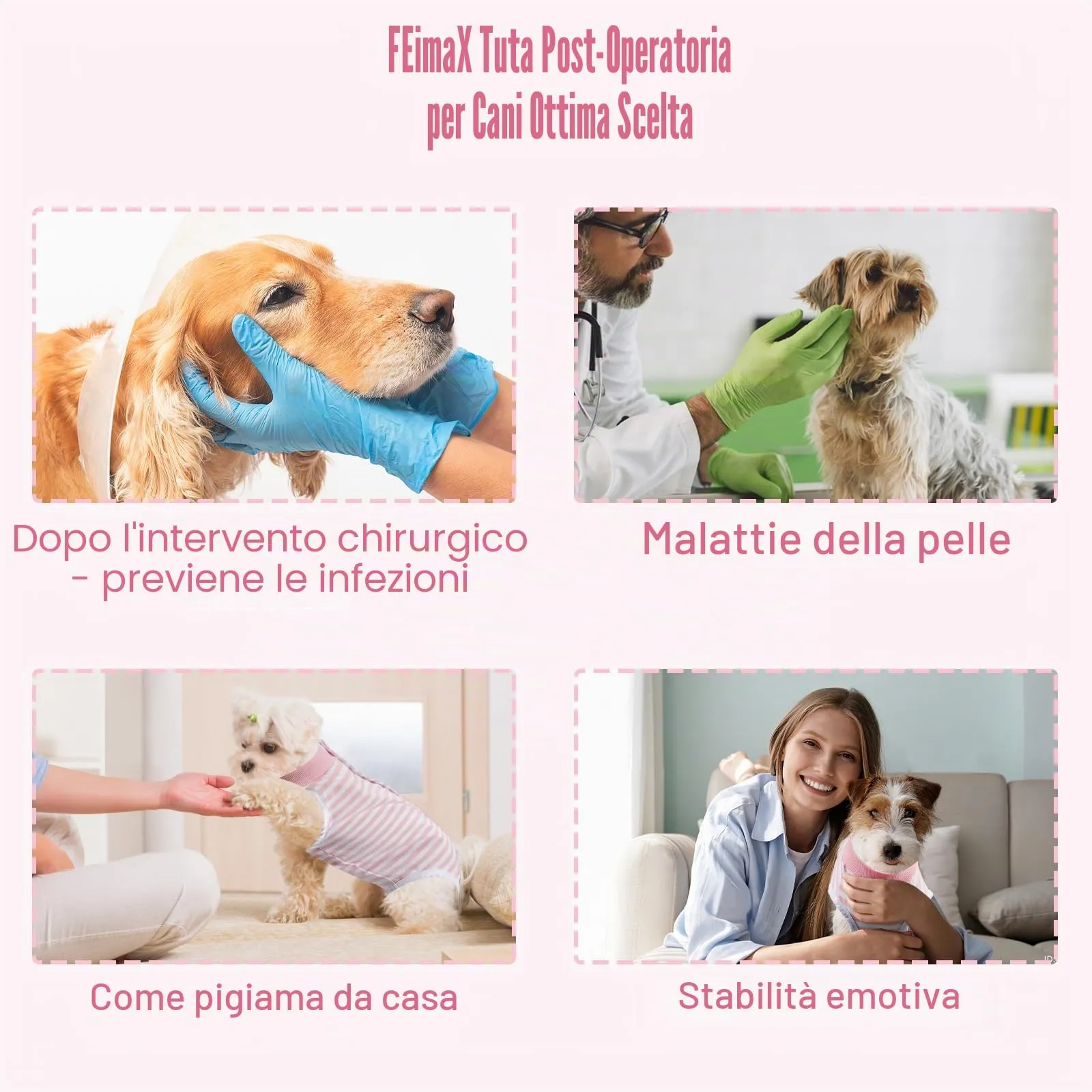 FEimaX Tuta da Recupero per Cani e Gatti Dopo l'Intervento Chirurgico, Body Post Operatorio Cane Femmina Maschio Tutina Post Operatoria per Cani di Piccola Media Taglia - immagine 5