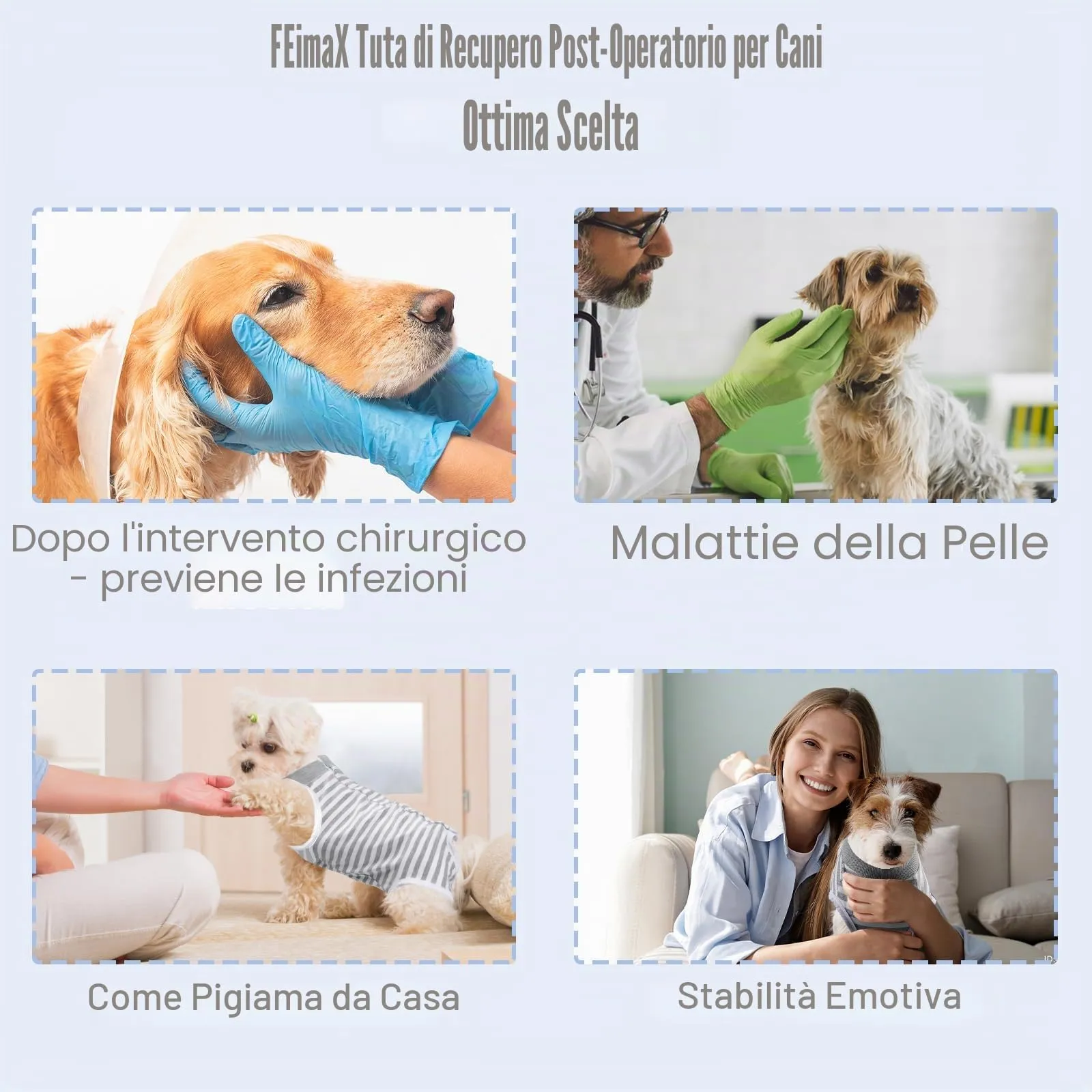 FEimaX Tuta da Recupero per Cani e Gatti Dopo l'Intervento Chirurgico, Body Post Operatorio Cane Femmina Maschio Tutina Post Operatoria per Cani di Piccola Media Taglia - immagine 5