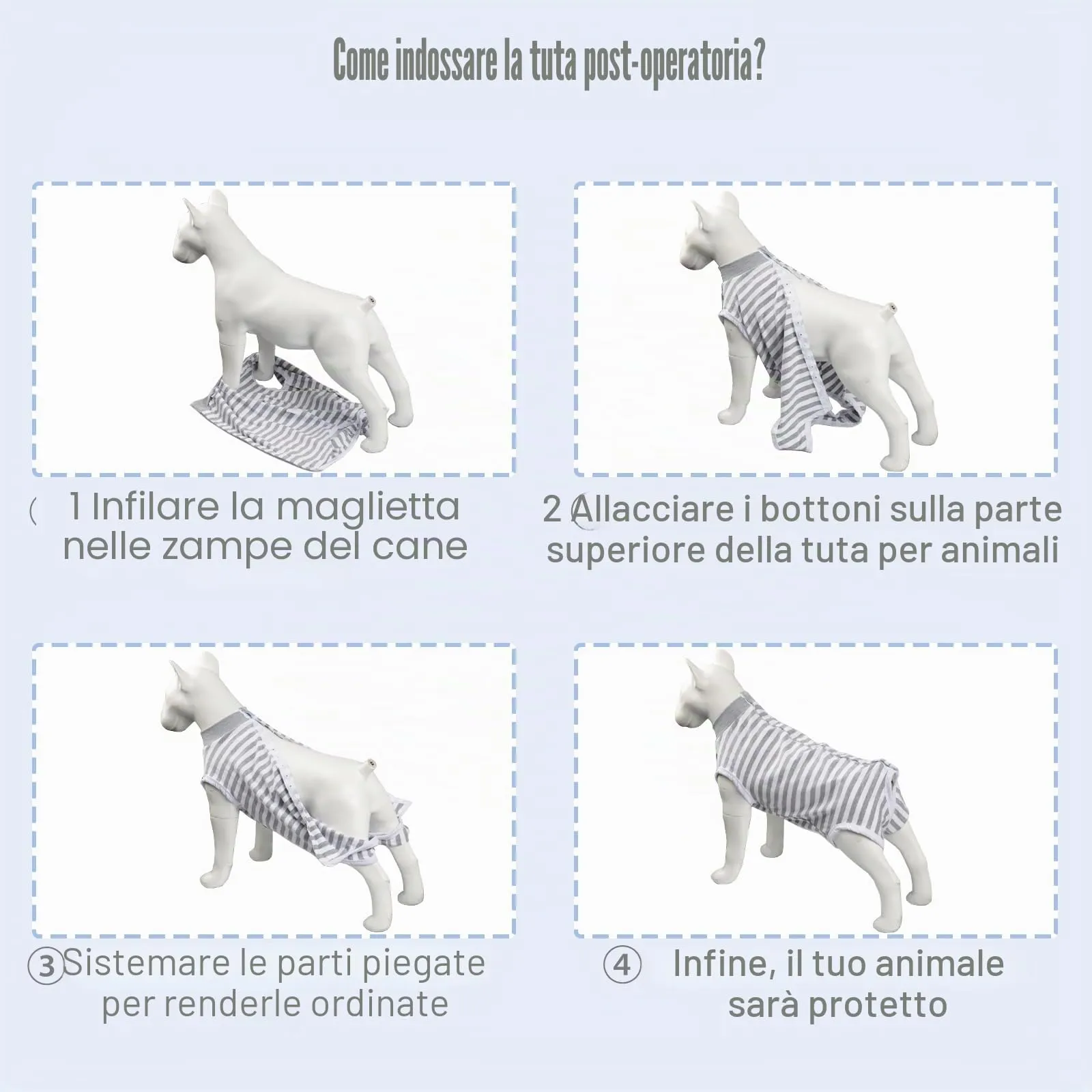 FEimaX Tuta da Recupero per Cani e Gatti Dopo l'Intervento Chirurgico, Body Post Operatorio Cane Femmina Maschio Tutina Post Operatoria per Cani di Piccola Media Taglia - immagine 6