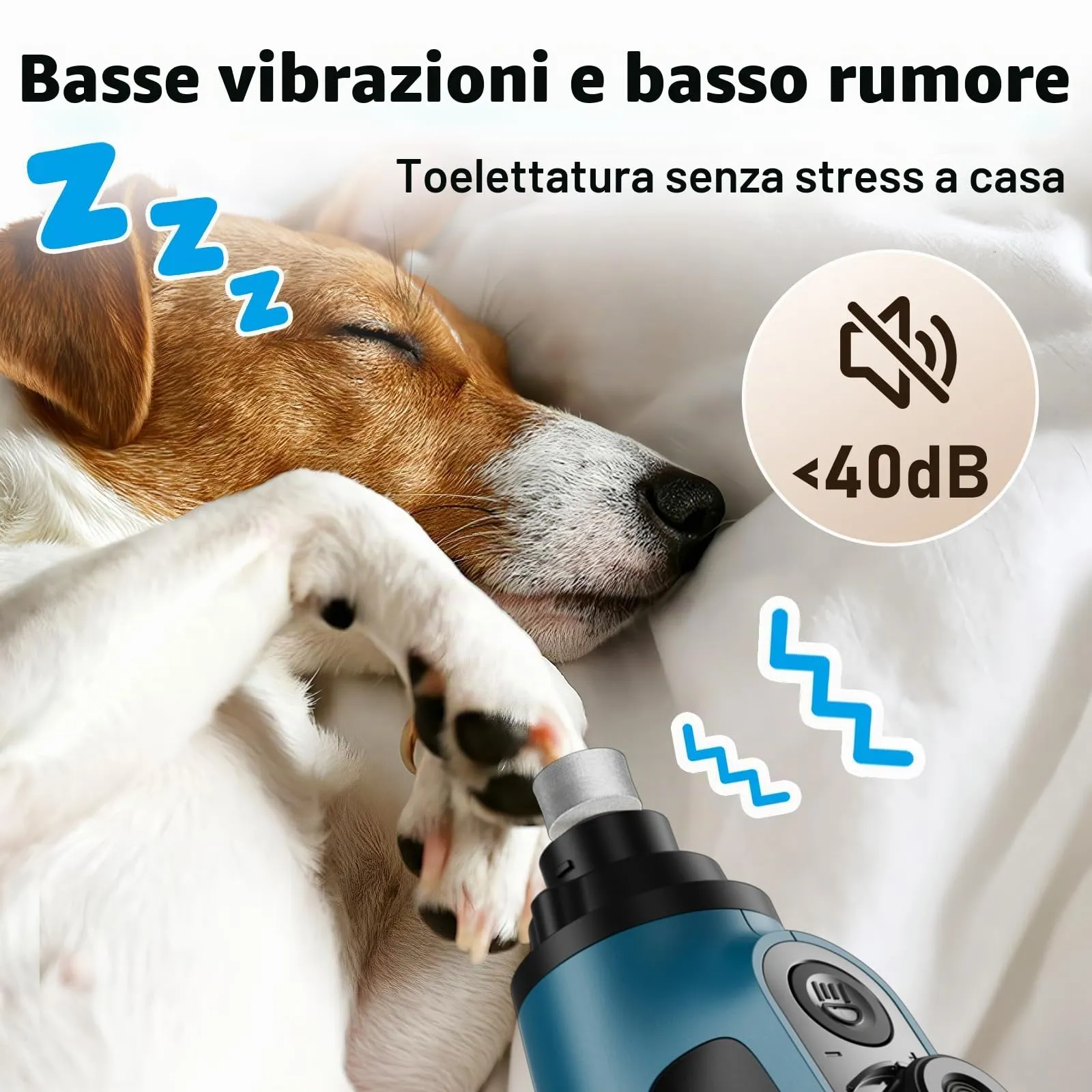 Casfuy Smart - Lima per unghie per cani a 6 velocità, con il 50% di potenza in più, lima per unghie per animali domestici con 2 luci LED, silenziosa, ricaricabile, elettrica, per unghie di cani e - immagine 4