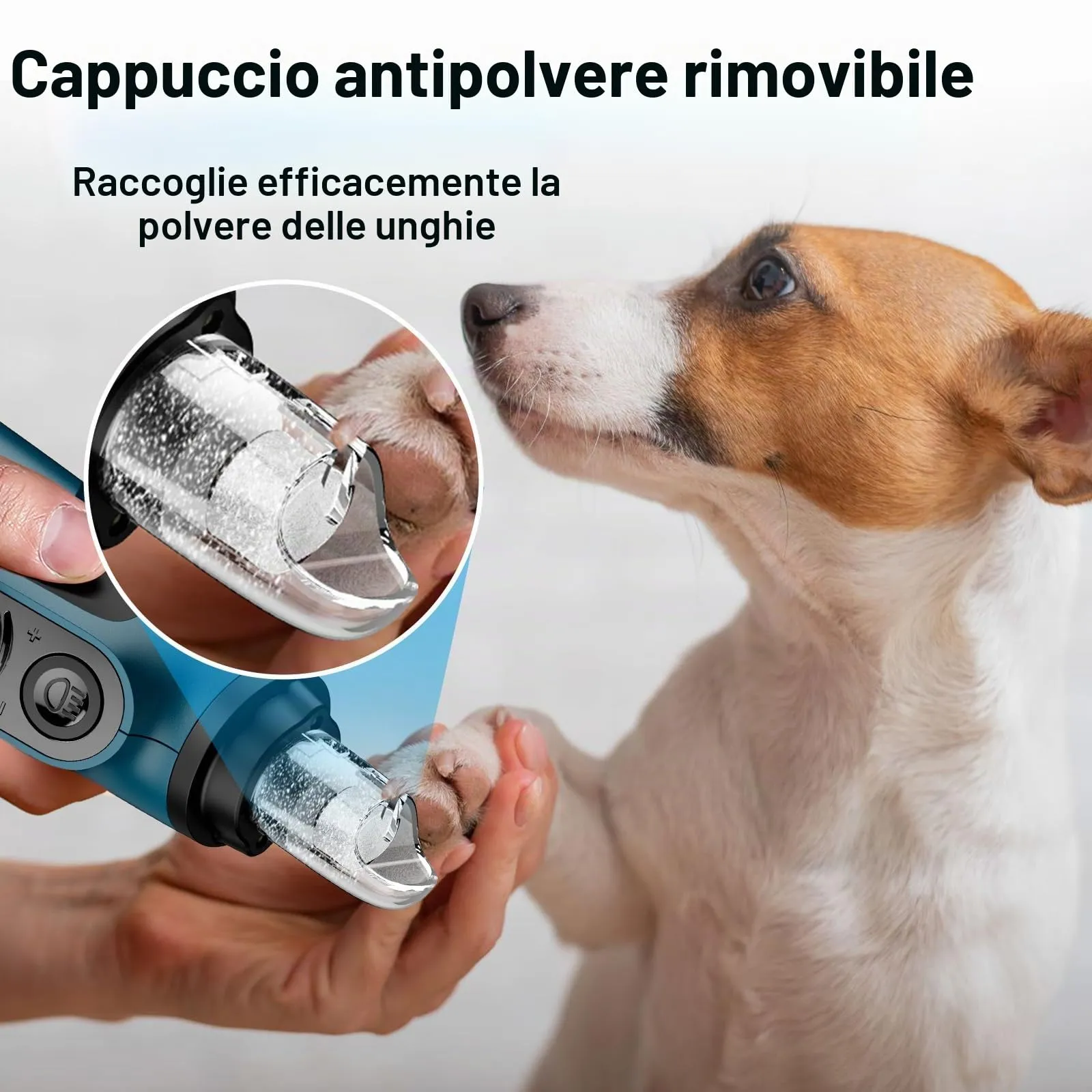 Casfuy Smart - Lima per unghie per cani a 6 velocità, con il 50% di potenza in più, lima per unghie per animali domestici con 2 luci LED, silenziosa, ricaricabile, elettrica, per unghie di cani e - immagine 6
