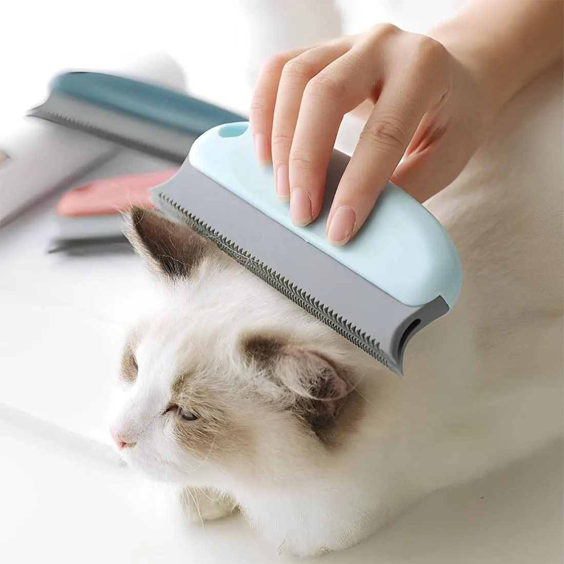 EAVUYIS 2 Pezzi Spazzola per la rimozione dei peli di Animali Domestici per Moquette, Divano, Auto, Pettine per la rimozione dei peli di Cani, Spazzola in Gomma per peli di Animali Domestici - immagine 4