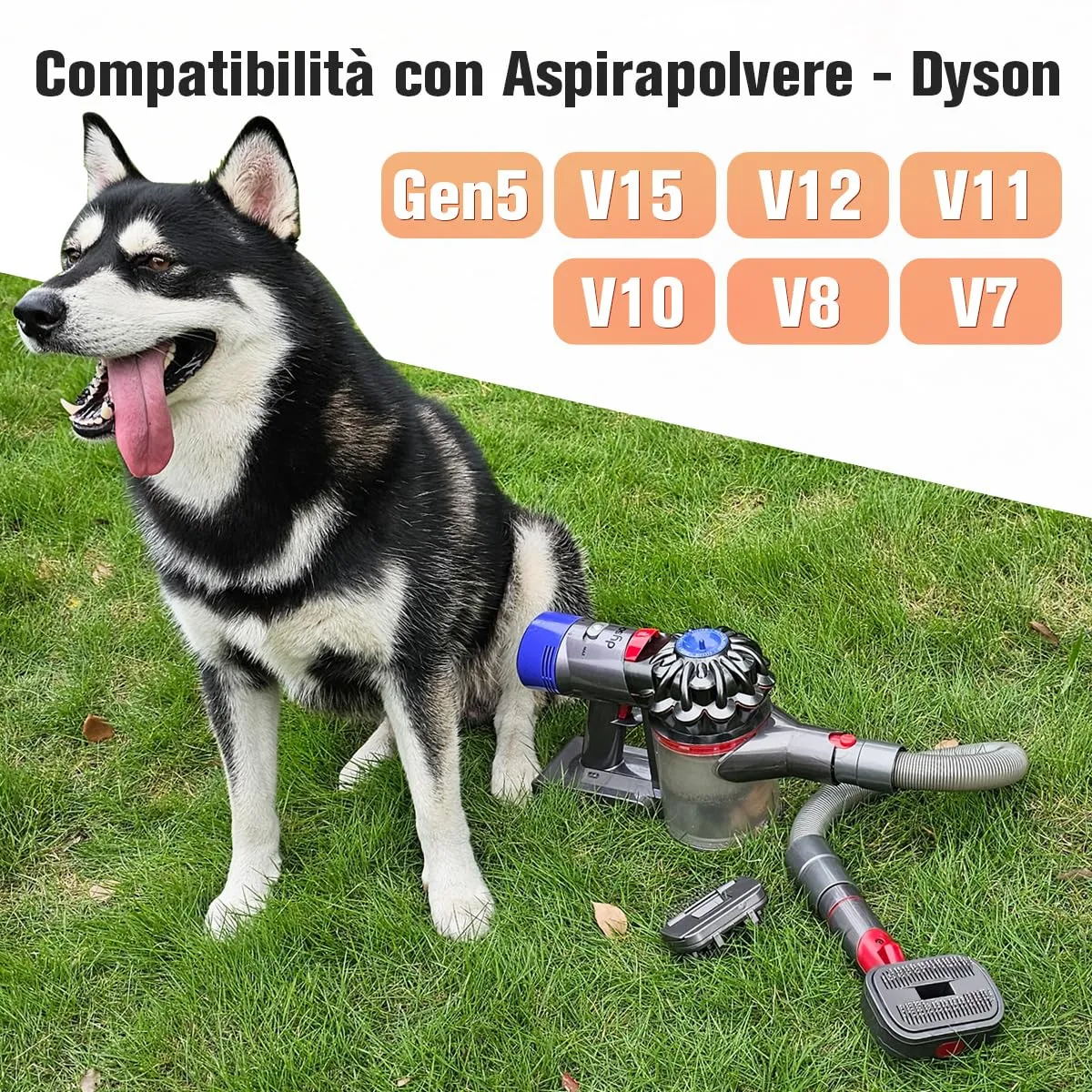 MOPEI 2-in-1 Spazzola di Aspirazione per Gatti e Cani Compatibile con Dyson Gen5 V15 V12 V11 V10 V8 V7, Ideale per Rimuovere Peli Sciolti, Forfora, Sottopelo e Grovigli - immagine 3