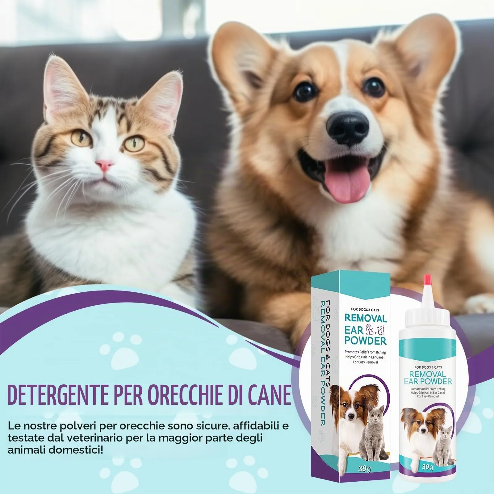 Pulizia Orecchies Cane, Polvere per la depilazione, Pulitore Orecchie Canes - immagine 7