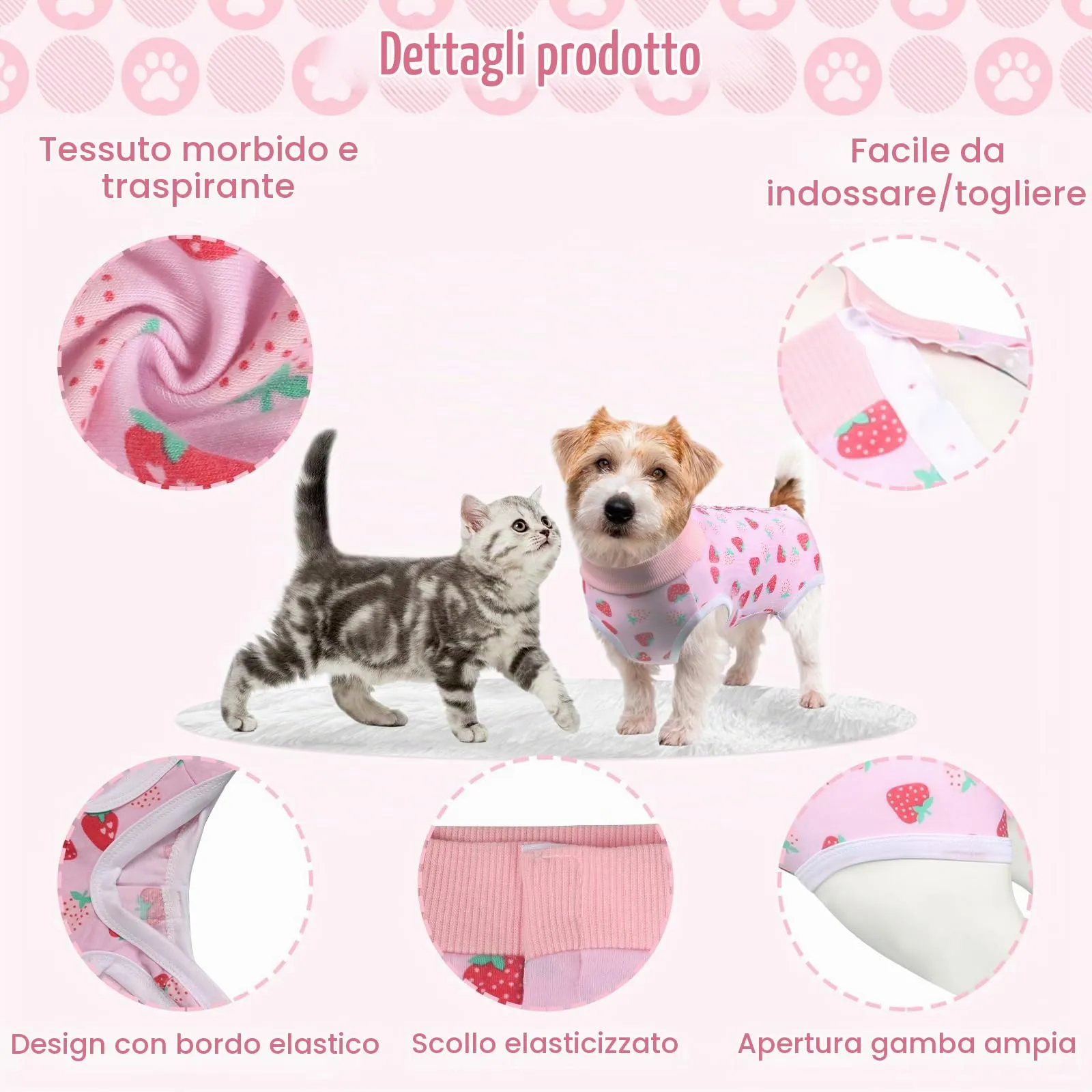 FEimaX Tuta da Recupero per Cani e Gatti Dopo l'Intervento Chirurgico, Body Post Operatorio Cane Femmina Maschio Tutina Post Operatoria per Cani di Piccola Media Taglia - immagine 4
