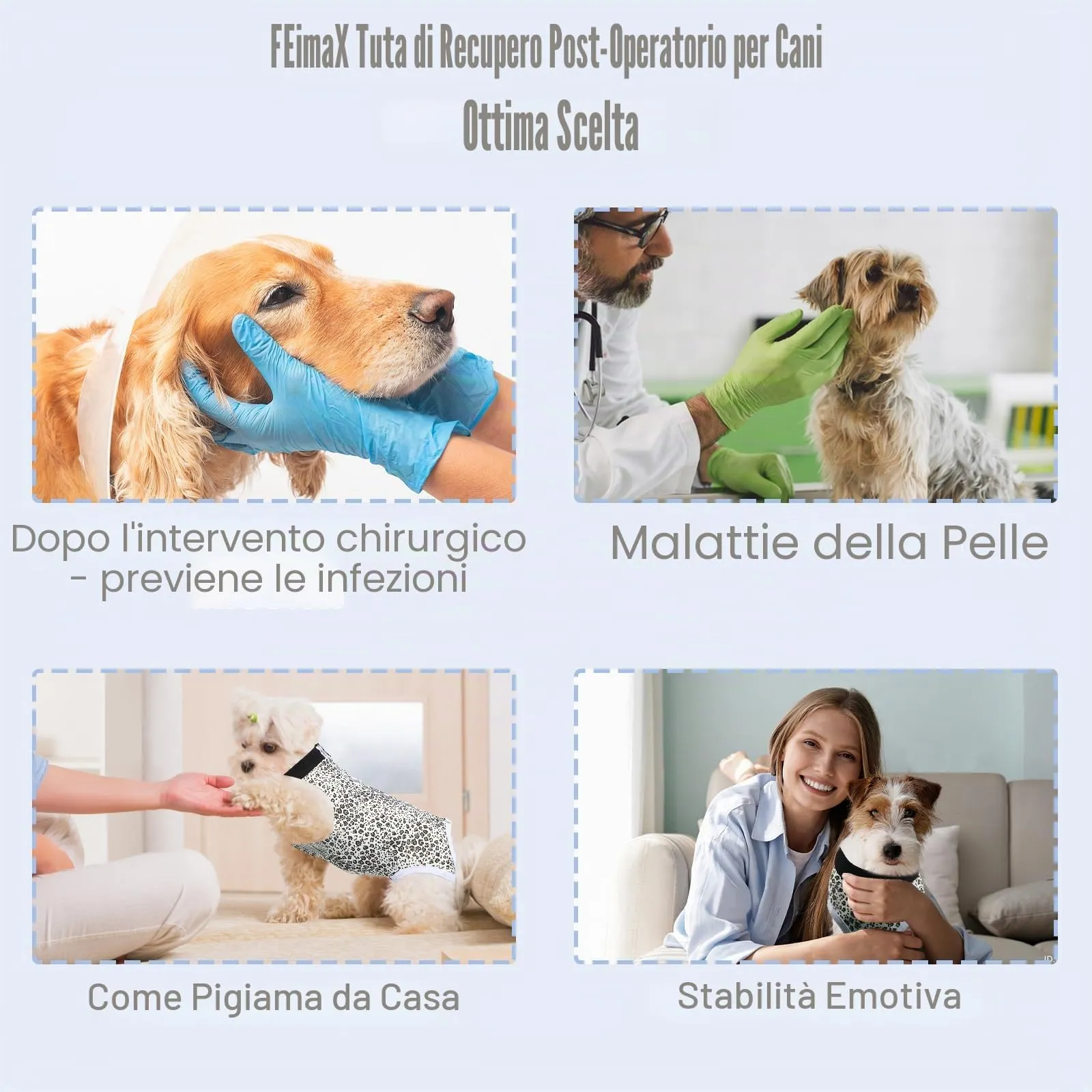 FEimaX Tuta da Recupero per Cani e Gatti Dopo l'Intervento Chirurgico, Body Post Operatorio Cane Femmina Maschio Tutina Post Operatoria per Cani di Piccola Media Taglia - immagine 5