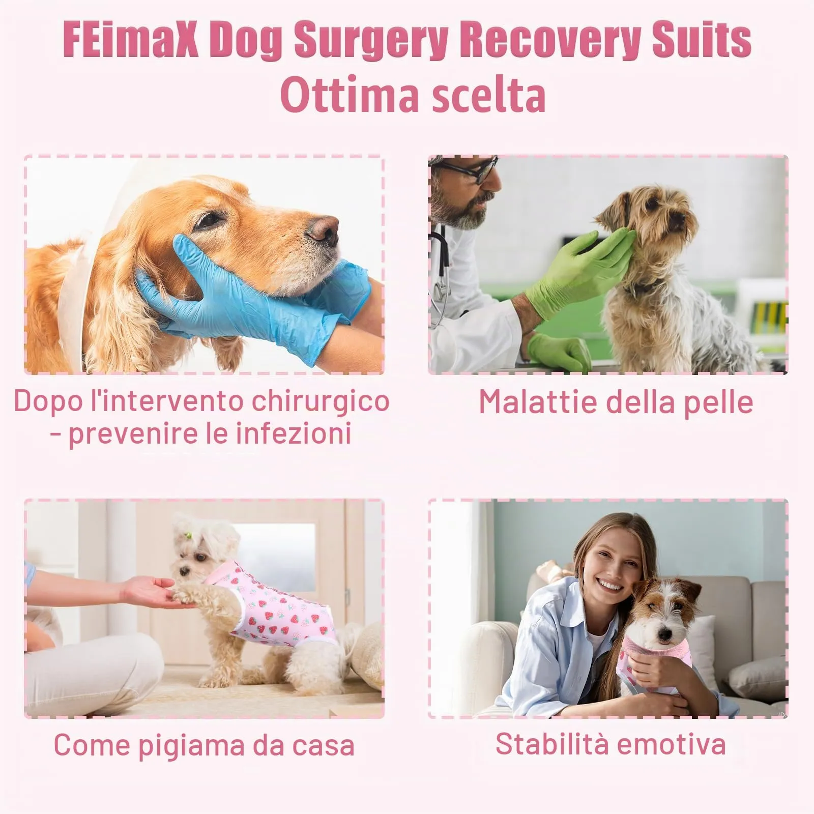 FEimaX Tuta da Recupero per Cani e Gatti Dopo l'Intervento Chirurgico, Body Post Operatorio Cane Femmina Maschio Tutina Post Operatoria per Cani di Piccola Media Taglia - immagine 5