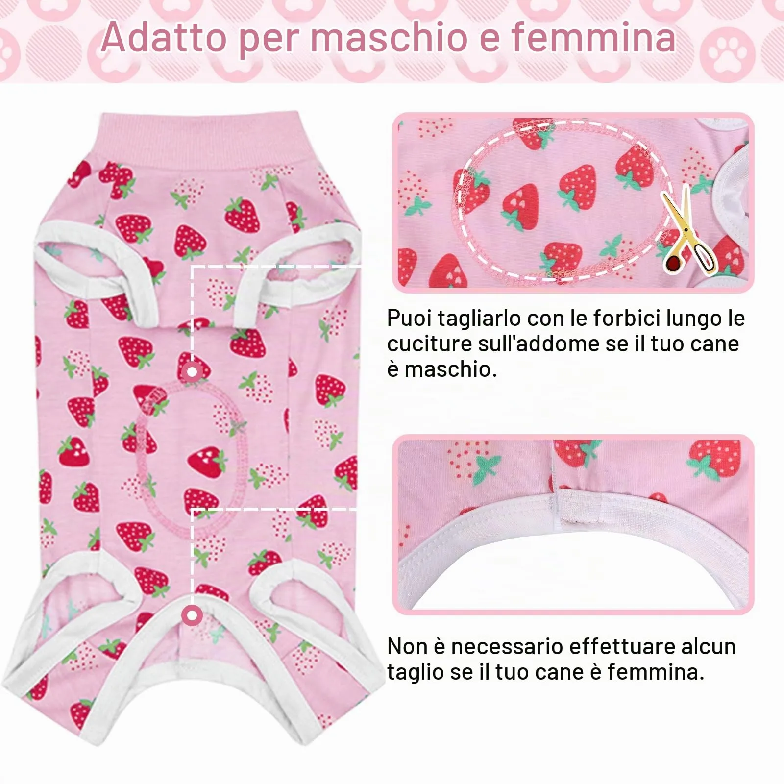 FEimaX Tuta da Recupero per Cani e Gatti Dopo l'Intervento Chirurgico, Body Post Operatorio Cane Femmina Maschio Tutina Post Operatoria per Cani di Piccola Media Taglia - immagine 3