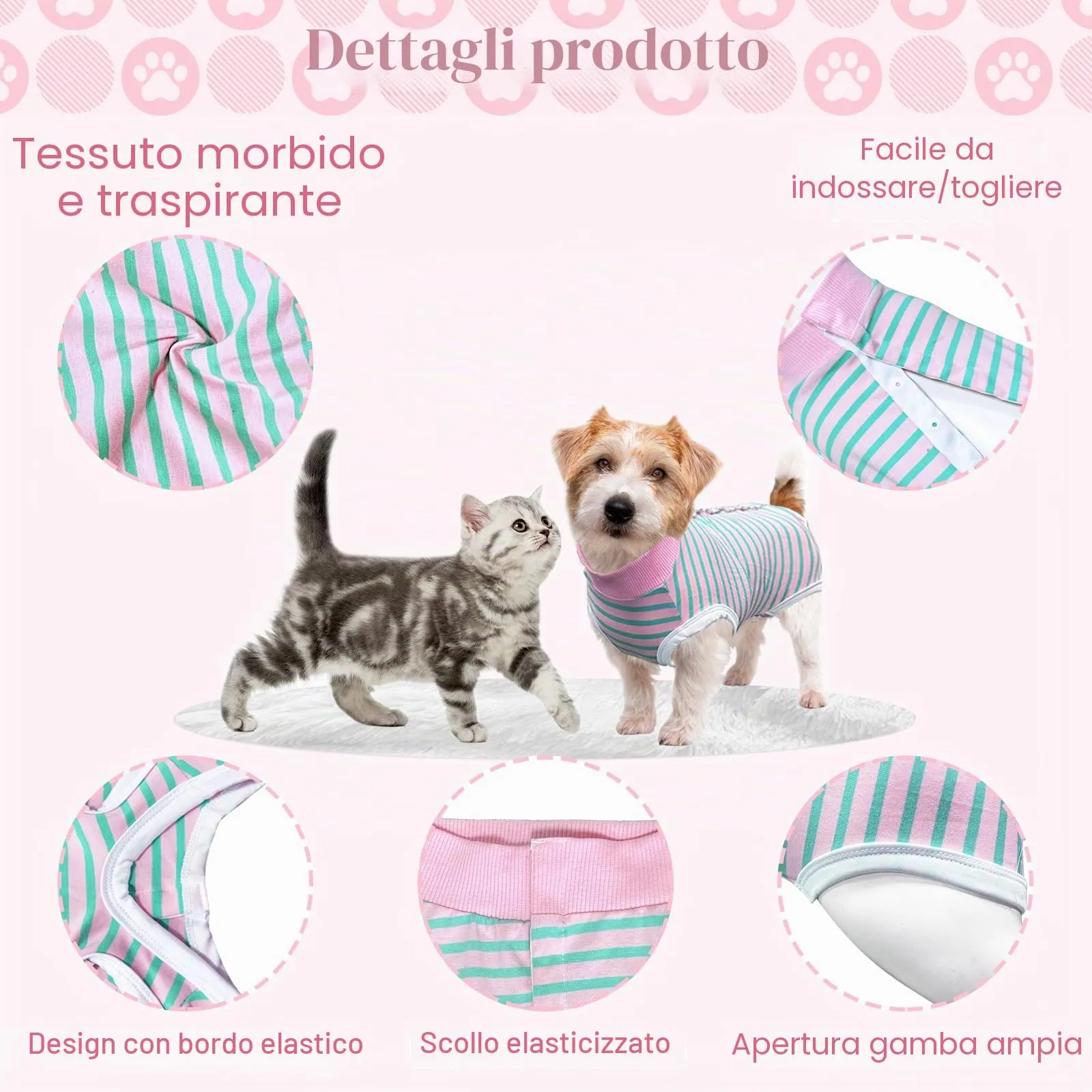 FEimaX Tuta da Recupero per Cani e Gatti Dopo l'Intervento Chirurgico, Body Post Operatorio Cane Femmina Maschio Tutina Post Operatoria per Cani di Piccola Media Taglia - immagine 4