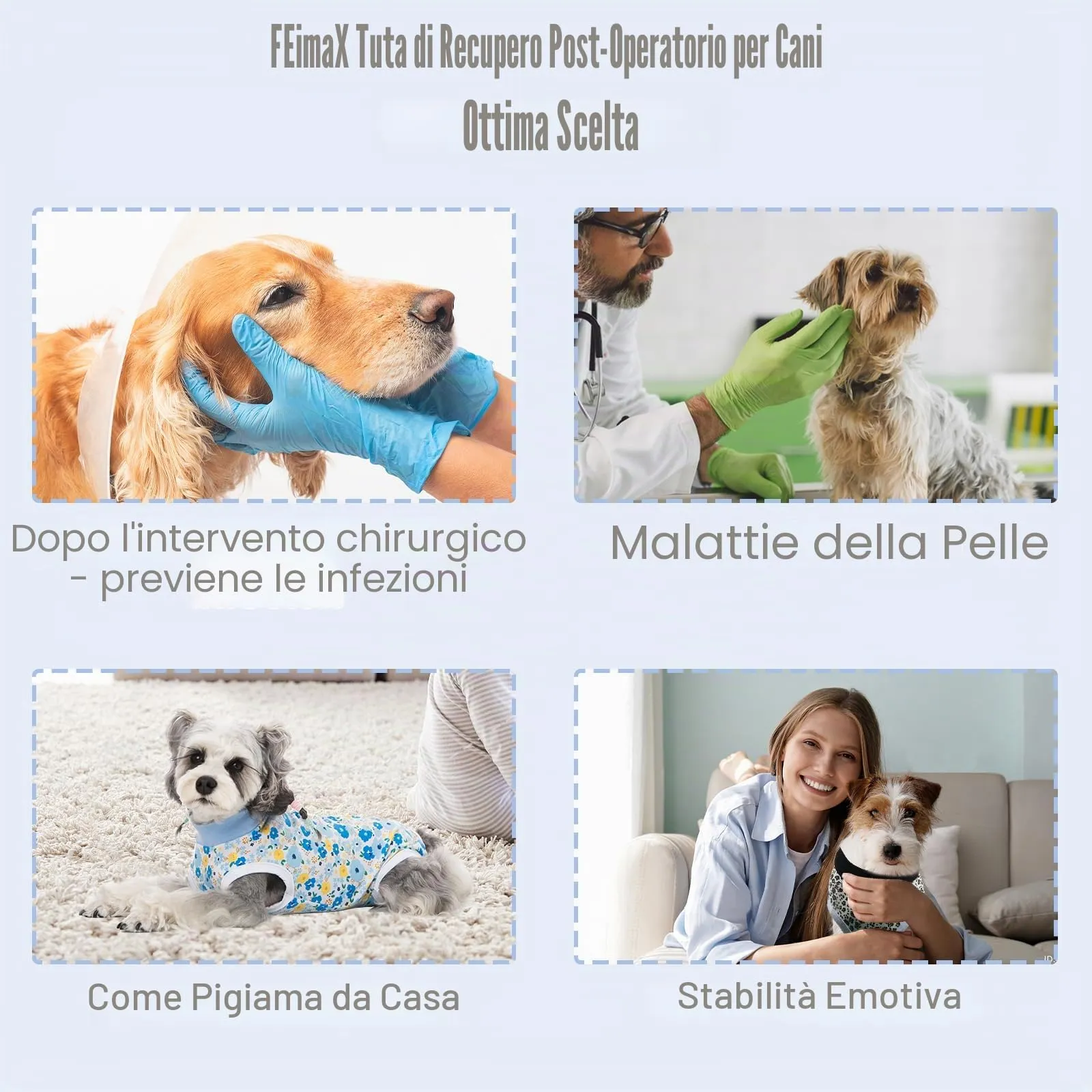FEimaX Tuta da Recupero per Cani e Gatti Dopo l'Intervento Chirurgico, Body Post Operatorio Cane Femmina Maschio Tutina Post Operatoria per Cani di Piccola Media Taglia - immagine 5