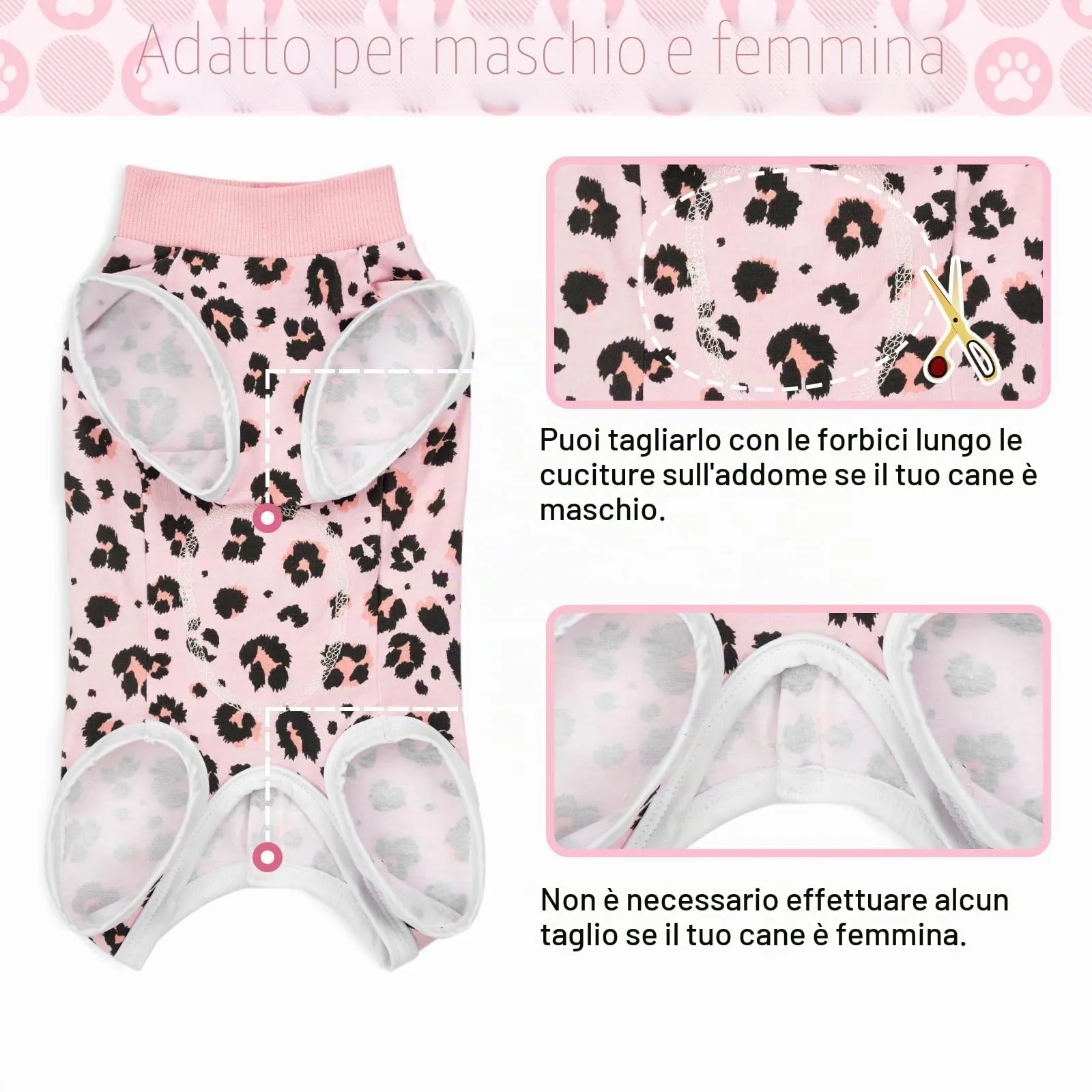 FEimaX Tuta da Recupero per Cani e Gatti Dopo l'Intervento Chirurgico, Body Post Operatorio Cane Femmina Maschio Tutina Post Operatoria per Cani di Piccola Media Taglia - immagine 3