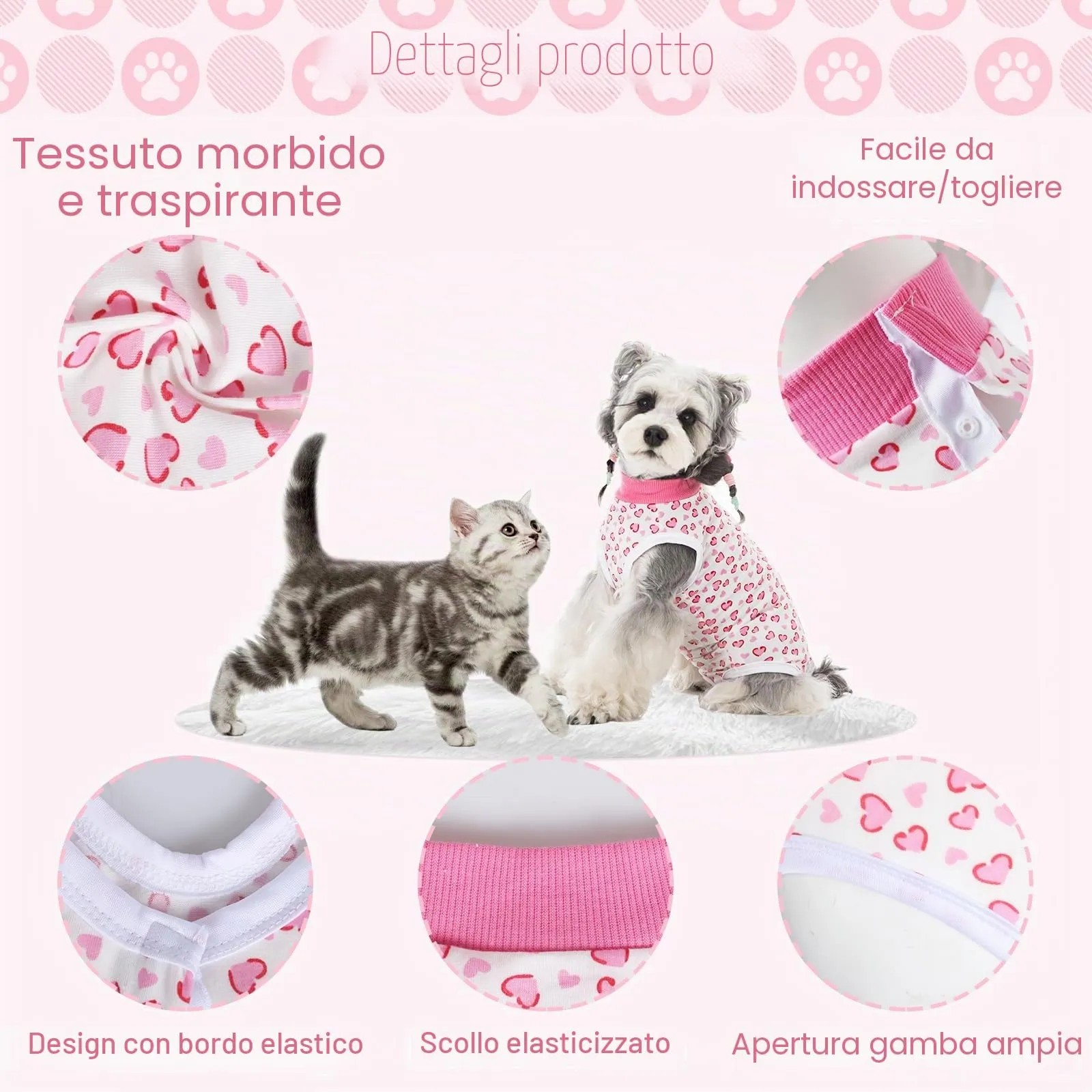 FEimaX Tuta da Recupero per Cani e Gatti Dopo l'Intervento Chirurgico, Body Post Operatorio Cane Femmina Maschio Tutina Post Operatoria per Cani di Piccola Media Taglia - immagine 4