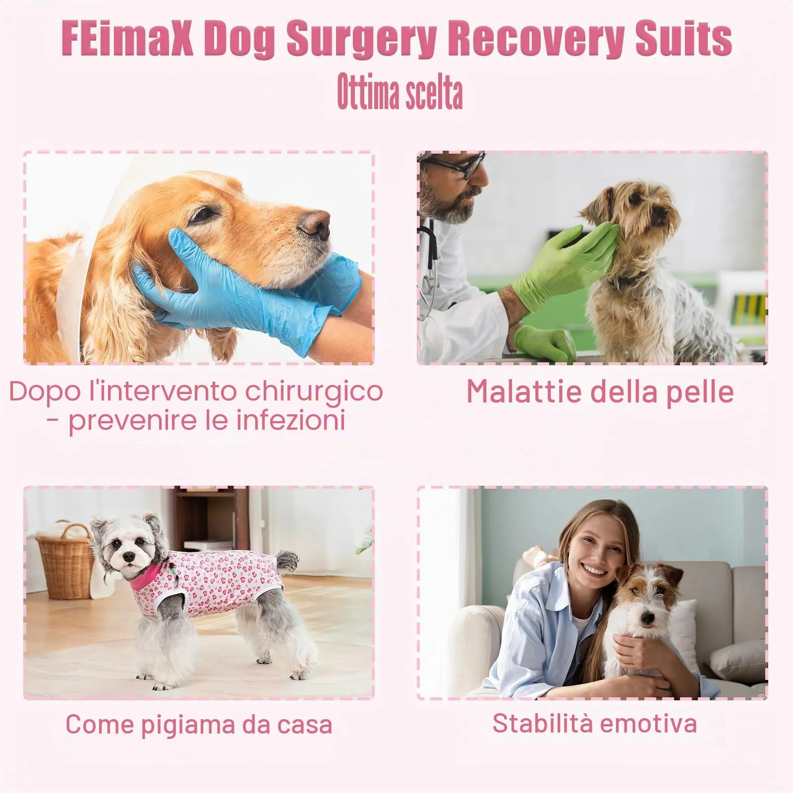 FEimaX Tuta da Recupero per Cani e Gatti Dopo l'Intervento Chirurgico, Body Post Operatorio Cane Femmina Maschio Tutina Post Operatoria per Cani di Piccola Media Taglia - immagine 5