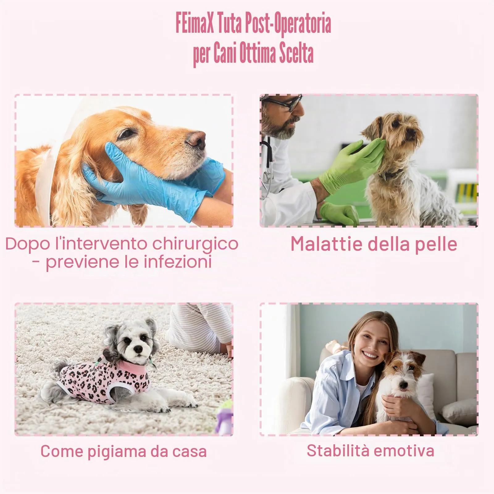 FEimaX Tuta da Recupero per Cani e Gatti Dopo l'Intervento Chirurgico, Body Post Operatorio Cane Femmina Maschio Tutina Post Operatoria per Cani di Piccola Media Taglia - immagine 5