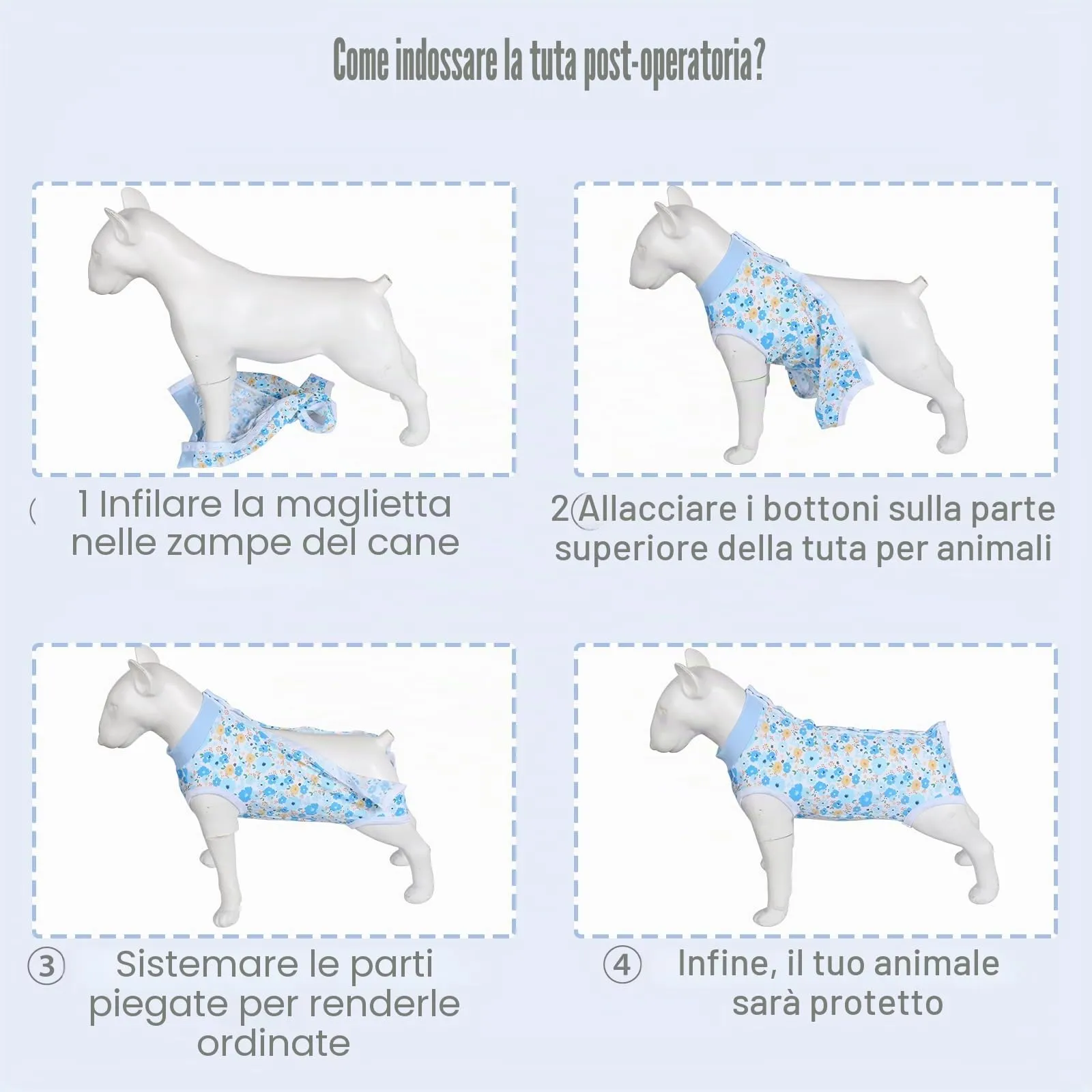 FEimaX Tuta da Recupero per Cani e Gatti Dopo l'Intervento Chirurgico, Body Post Operatorio Cane Femmina Maschio Tutina Post Operatoria per Cani di Piccola Media Taglia - immagine 6