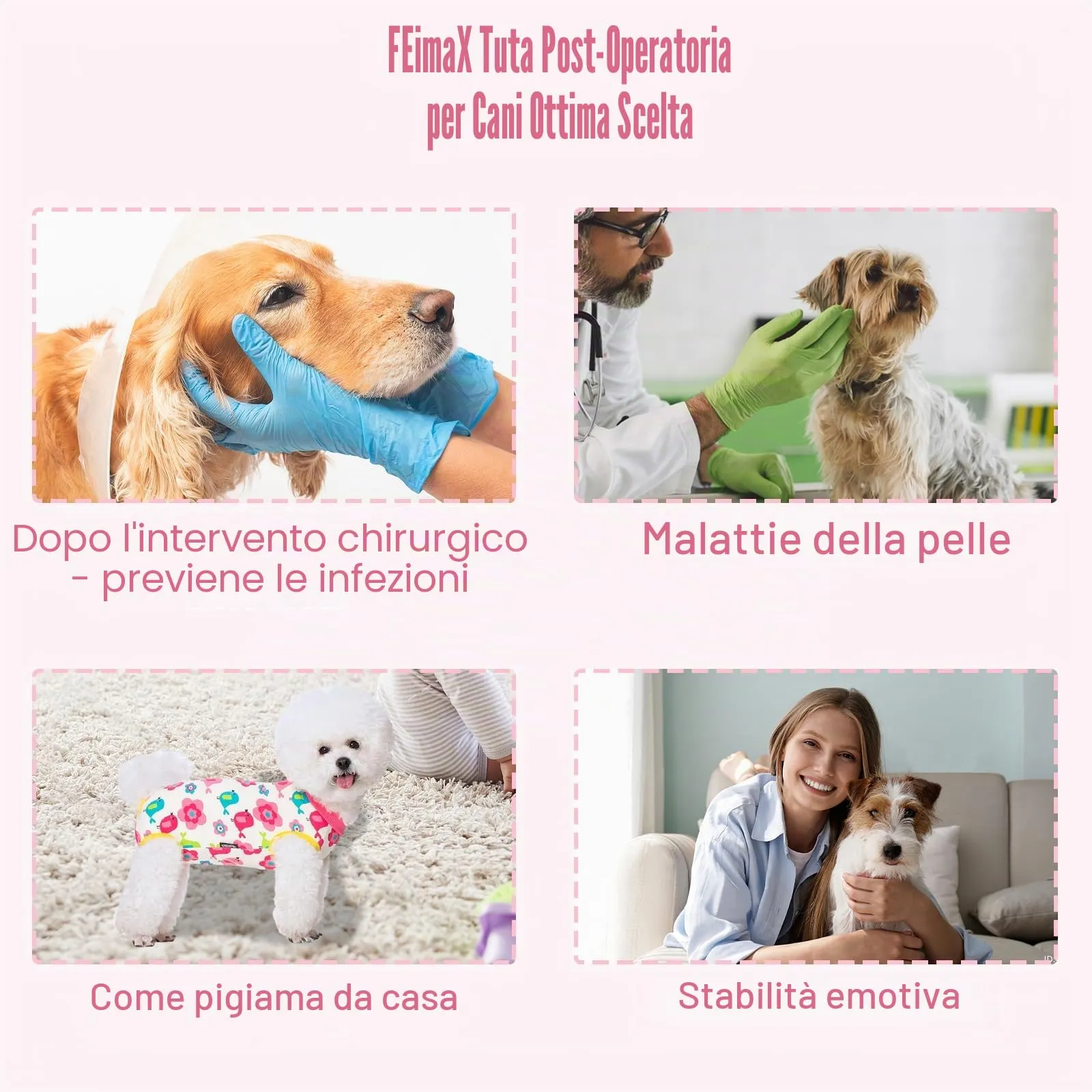 FEimaX Tuta da Recupero per Cani e Gatti Dopo l'Intervento Chirurgico, Body Post Operatorio Cane Femmina Maschio Tutina Post Operatoria per Cani di Piccola Media Taglia - immagine 5