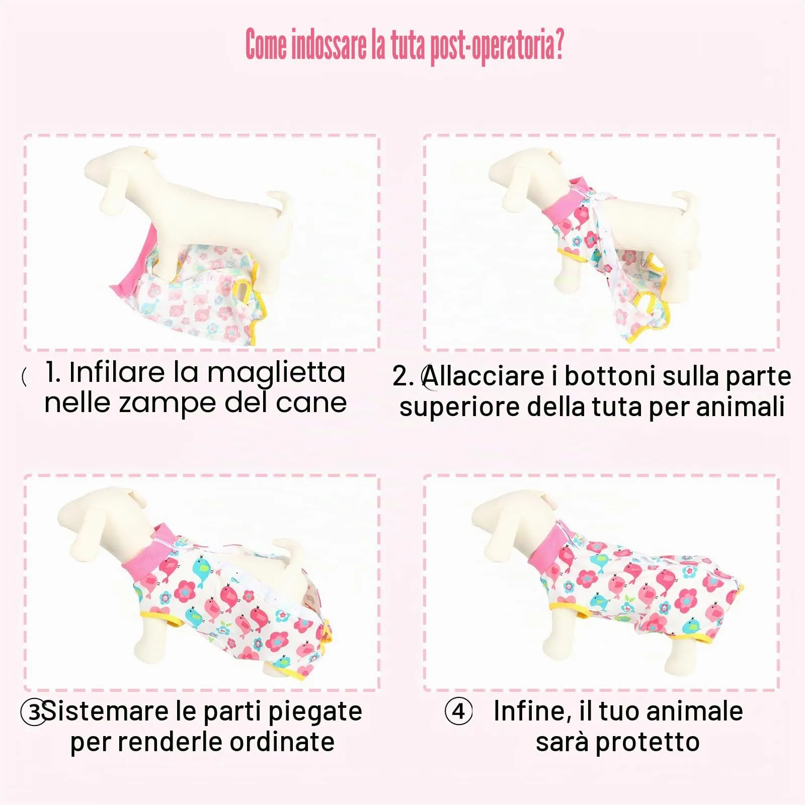 FEimaX Tuta da Recupero per Cani e Gatti Dopo l'Intervento Chirurgico, Body Post Operatorio Cane Femmina Maschio Tutina Post Operatoria per Cani di Piccola Media Taglia - immagine 6