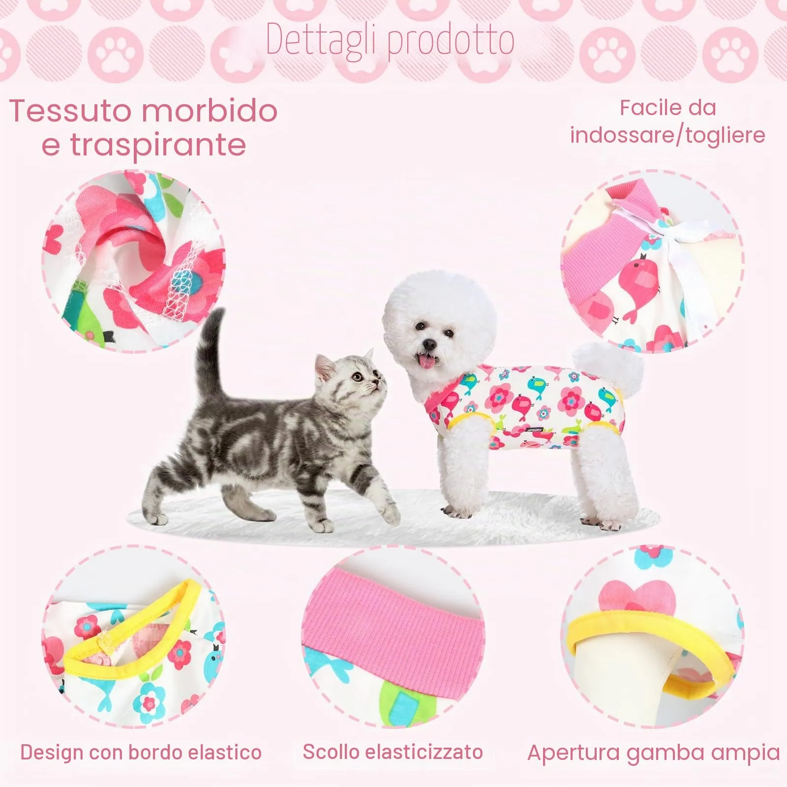 FEimaX Tuta da Recupero per Cani e Gatti Dopo l'Intervento Chirurgico, Body Post Operatorio Cane Femmina Maschio Tutina Post Operatoria per Cani di Piccola Media Taglia - immagine 4
