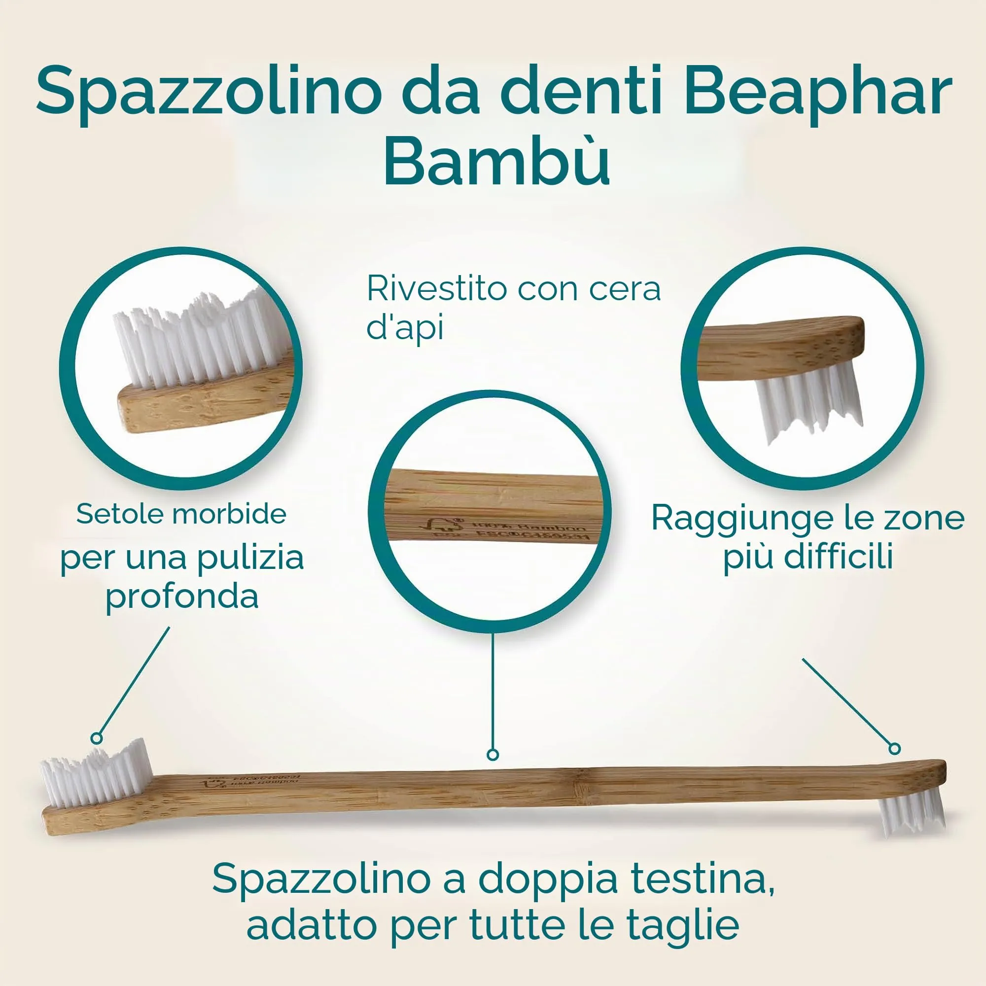 Beaphar - Spazzola ecologica in bambù - Pulizia profonda - per cani e gatti - immagine 3