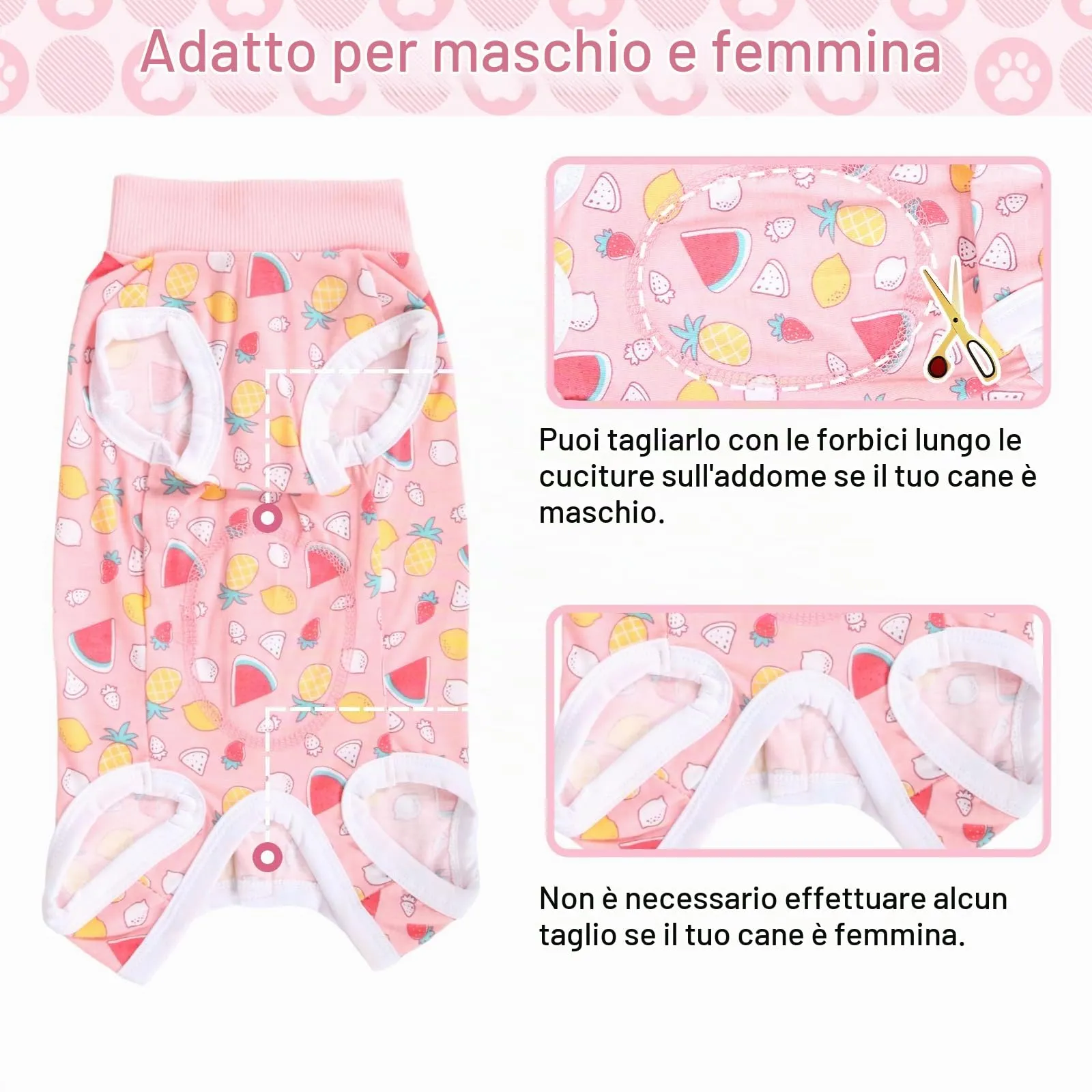 FEimaX Tuta da Recupero per Cani e Gatti Dopo l'Intervento Chirurgico, Body Post Operatorio Cane Femmina Maschio Tutina Post Operatoria per Cani di Piccola Media Taglia - immagine 3