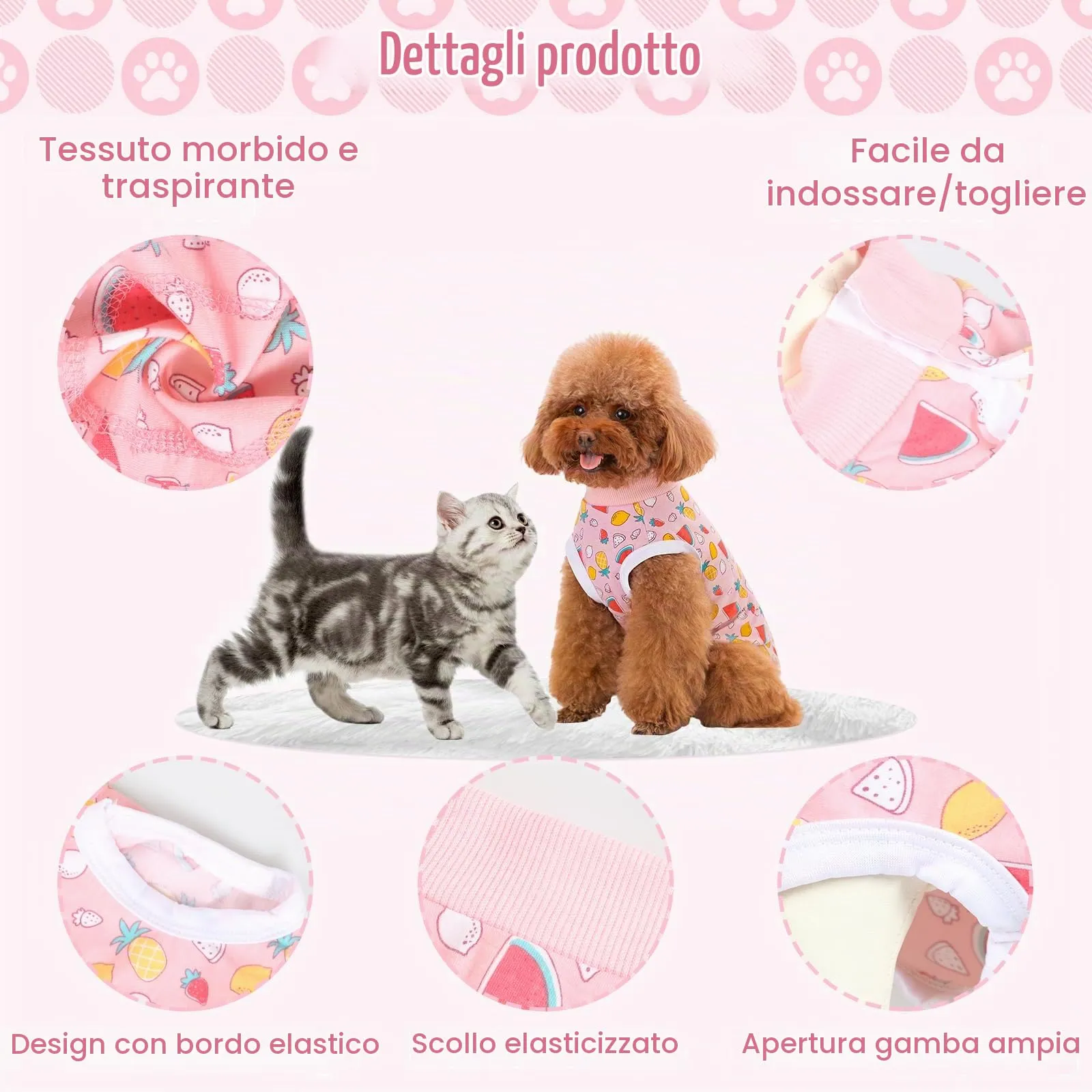 FEimaX Tuta da Recupero per Cani e Gatti Dopo l'Intervento Chirurgico, Body Post Operatorio Cane Femmina Maschio Tutina Post Operatoria per Cani di Piccola Media Taglia - immagine 4