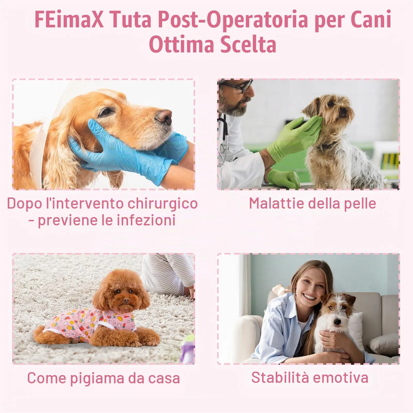 FEimaX Tuta da Recupero per Cani e Gatti Dopo l'Intervento Chirurgico, Body Post Operatorio Cane Femmina Maschio Tutina Post Operatoria per Cani di Piccola Media Taglia - immagine 5