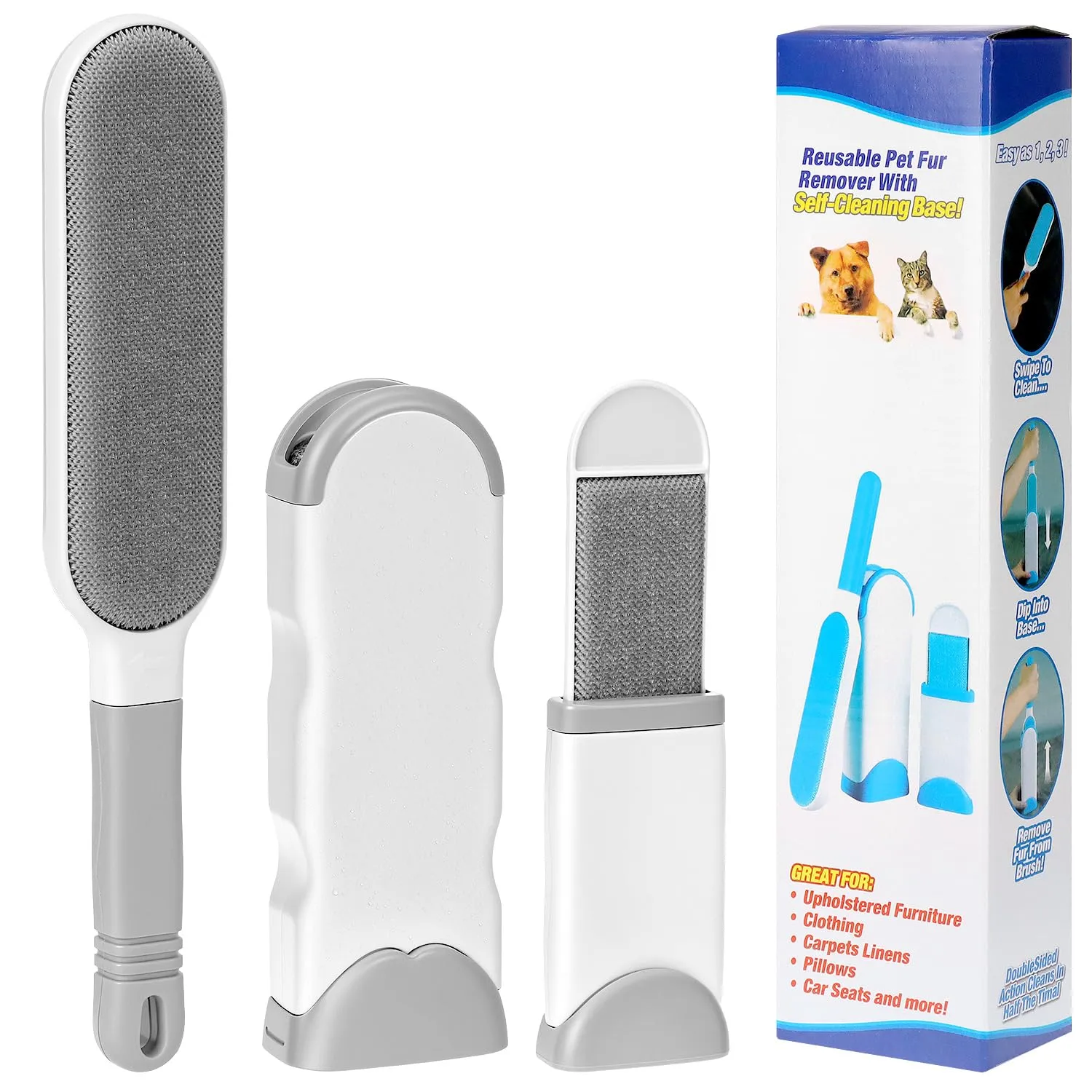 QWORK® Kit Spazzola Leva Pelucchi - Potere Pulente Rinforzato, Autopulente & Riutilizzabile - per Divano/Letto/Vestiti/Viaggi - immagine 8