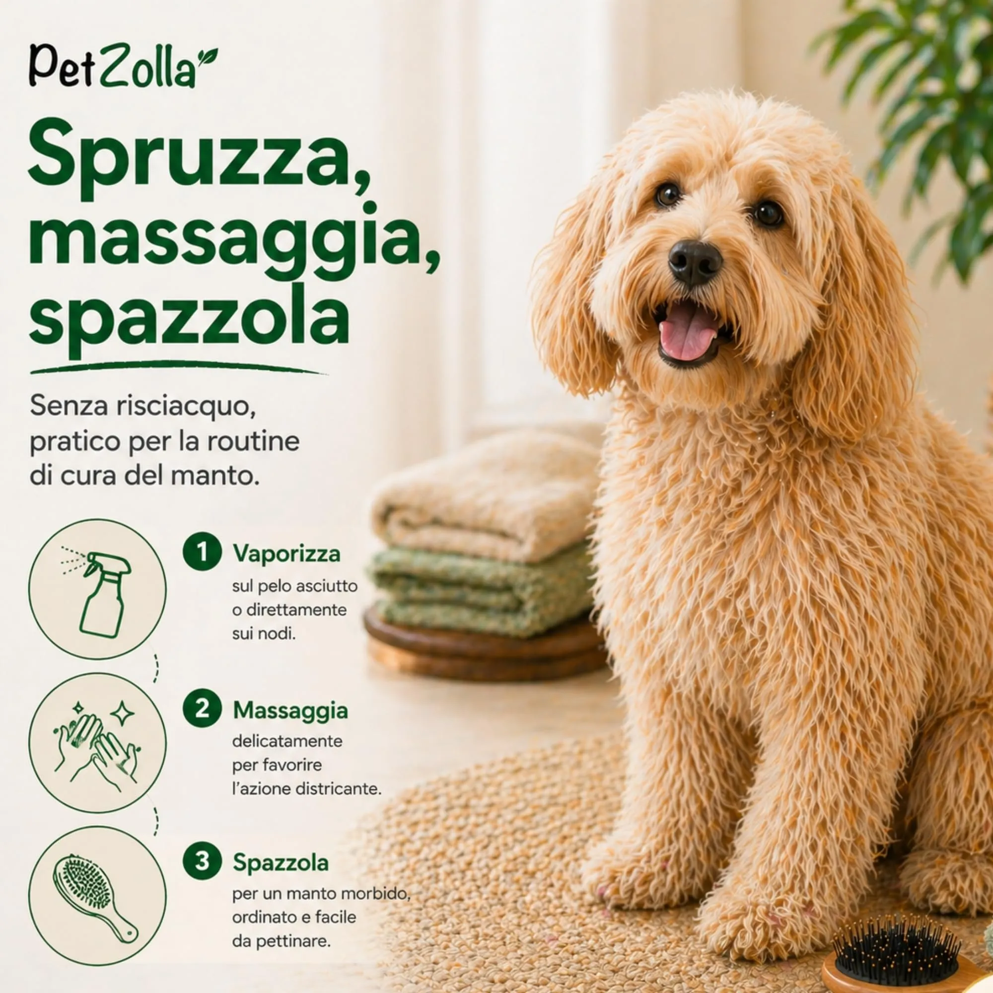 Spray districante sciogli nodi pelo cane 300 ml, Districante Pelo Cane con Olio di Neem Bio, Argan e Timo, protegge nutre ed igienizza, delicato ed efficacie, Made in Italy - immagine 5
