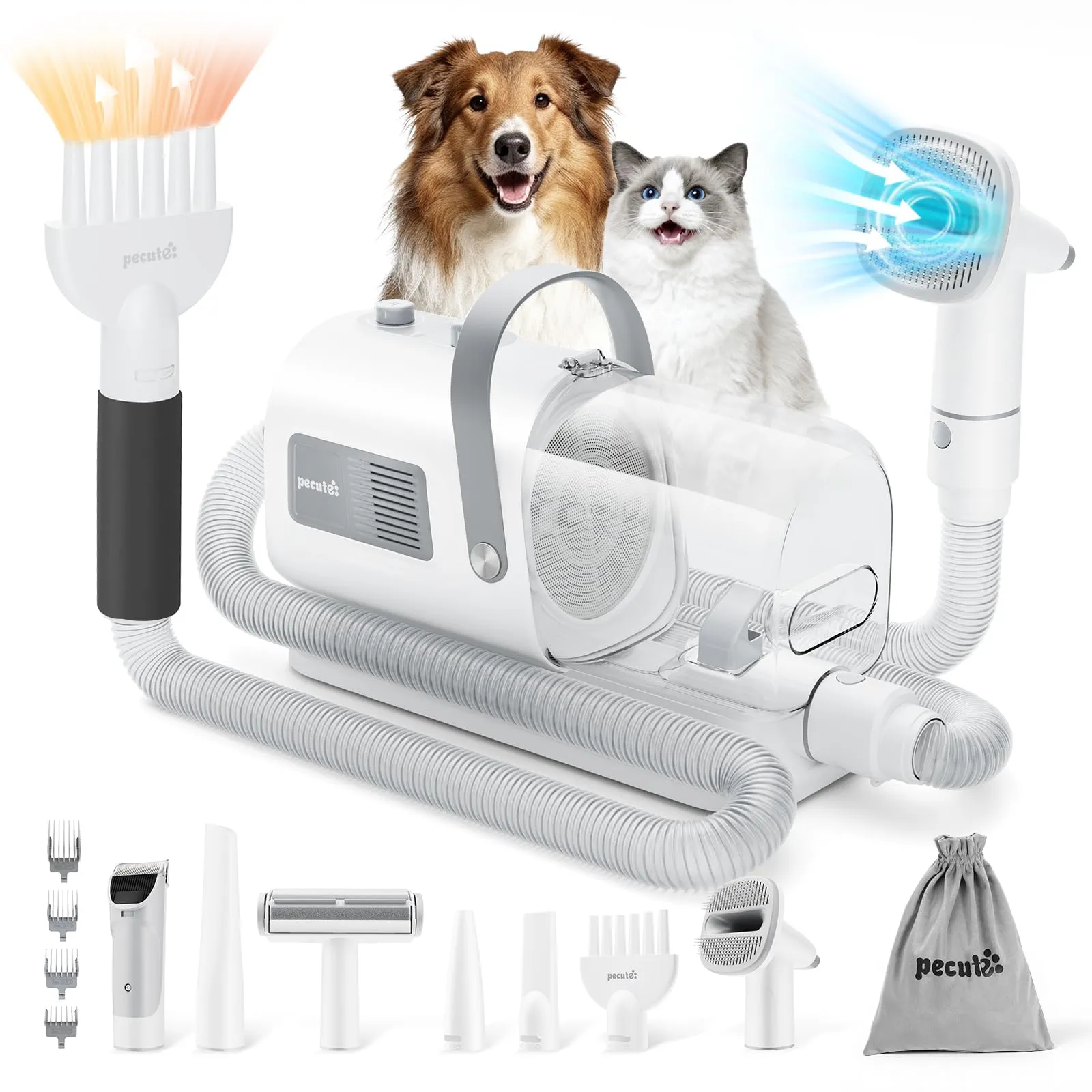 Pecute 7-in-1 Aspirapolvere e Asciugatore per Cani a Muta Intensa - immagine 1