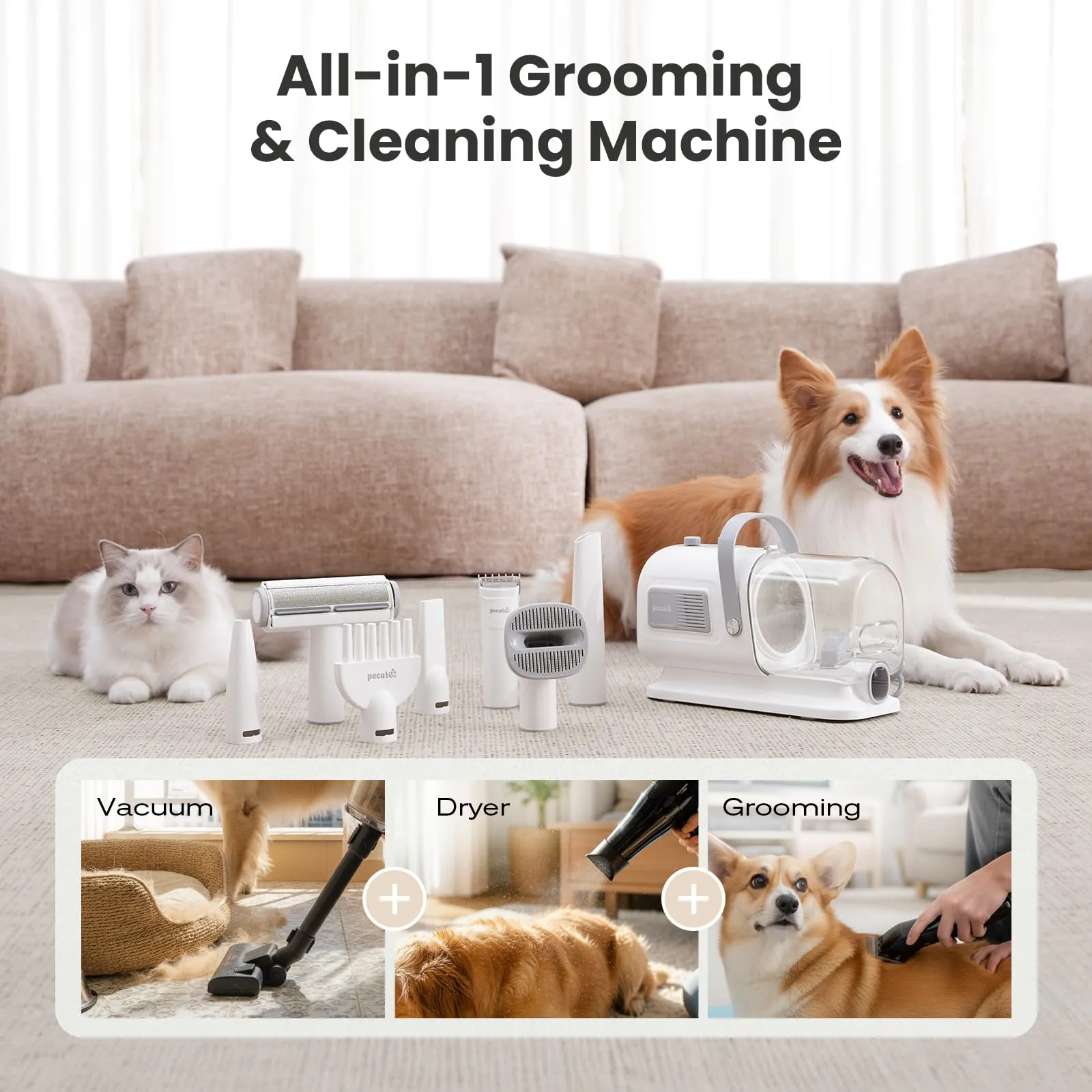 Pecute 7-in-1 Aspirapolvere e Asciugatore per Cani a Muta Intensa - immagine 2