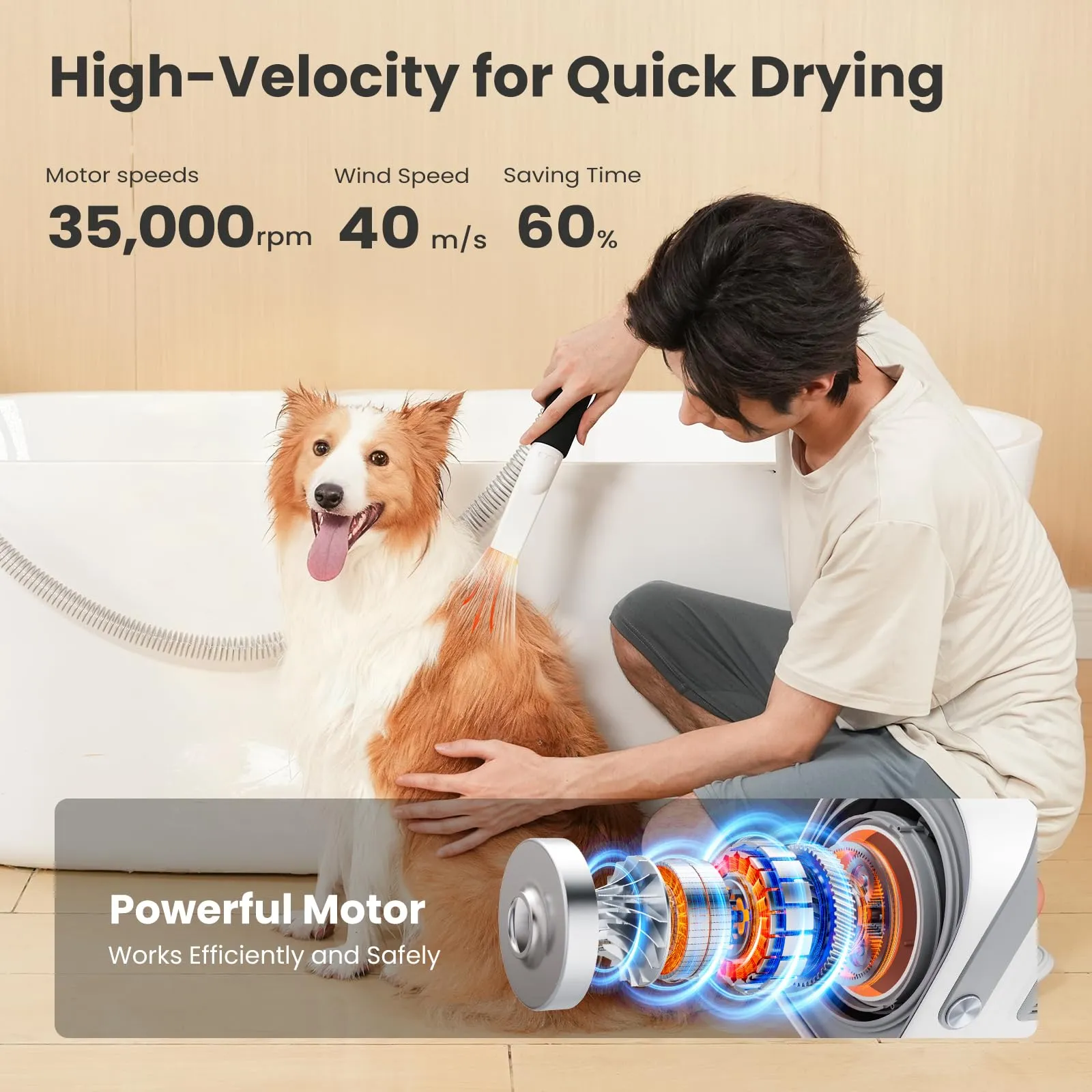 Pecute 7-in-1 Aspirapolvere e Asciugatore per Cani a Muta Intensa - immagine 5