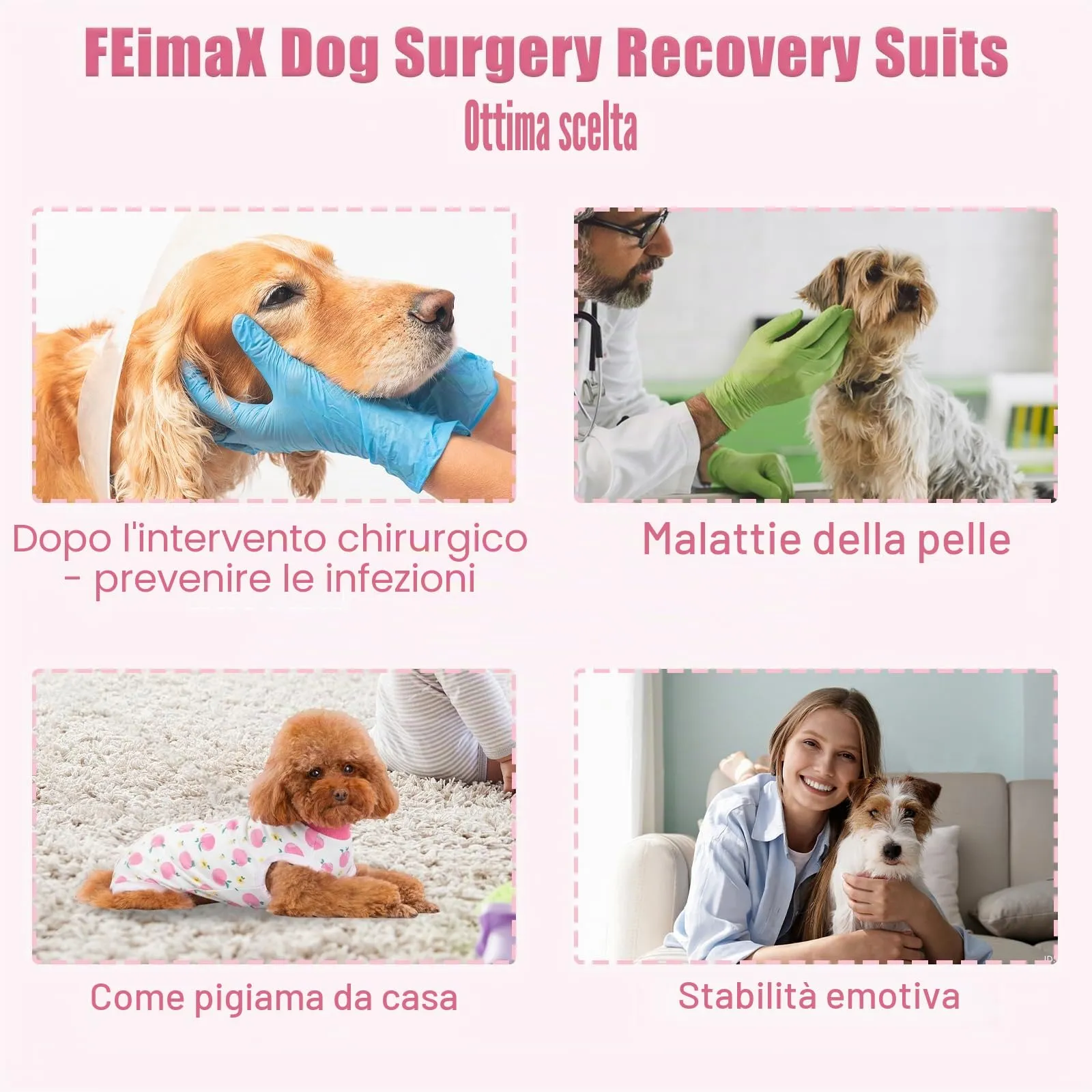FEimaX Tuta da Recupero per Cani e Gatti Dopo l'Intervento Chirurgico, Body Post Operatorio Cane Femmina Maschio Tutina Post Operatoria per Cani di Piccola Media Taglia - immagine 5