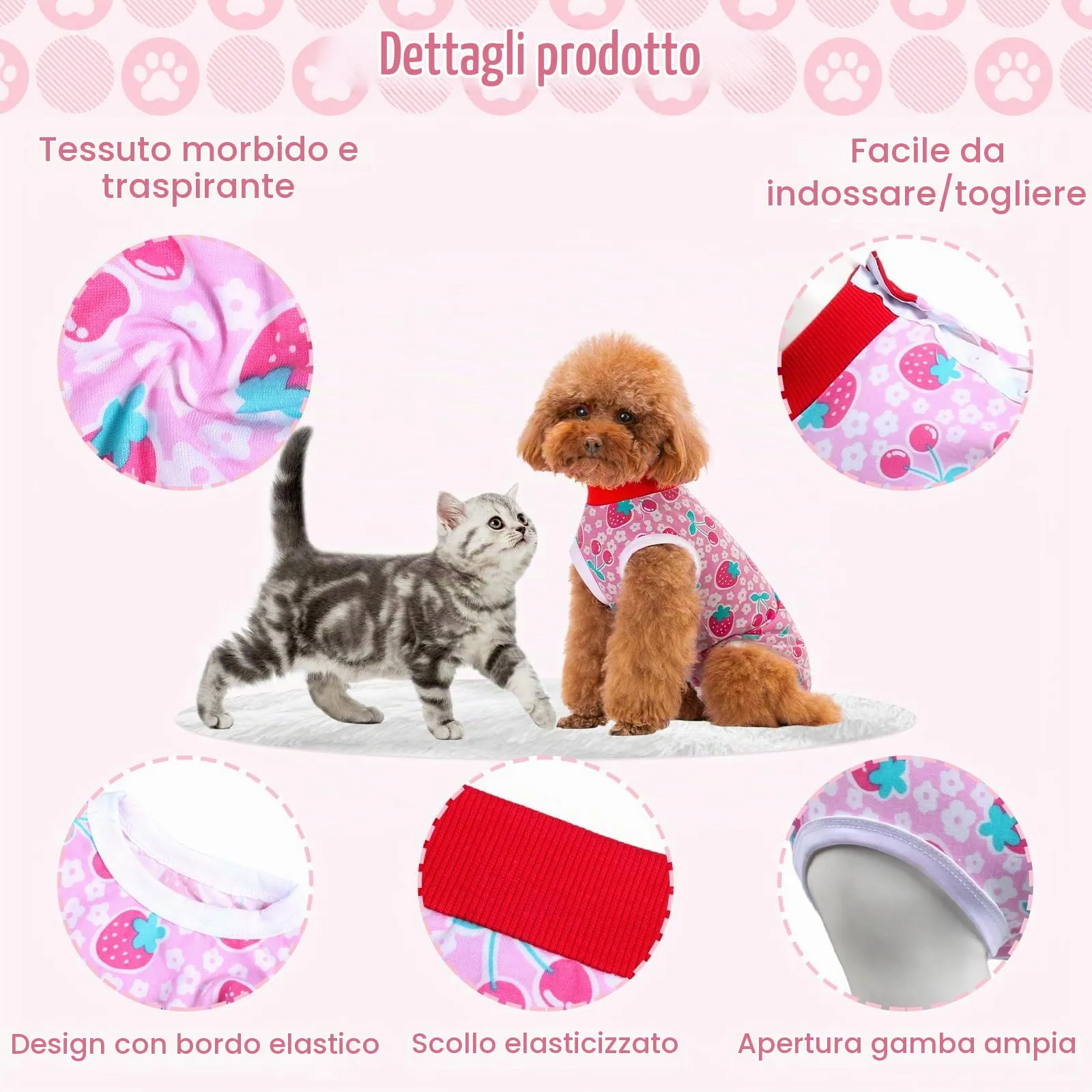 FEimaX Tuta da Recupero per Cani e Gatti Dopo l'Intervento Chirurgico, Body Post Operatorio Cane Femmina Maschio Tutina Post Operatoria per Cani di Piccola Media Taglia - immagine 4