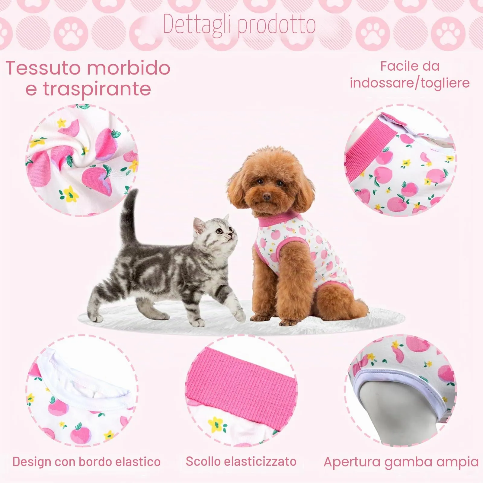 FEimaX Tuta da Recupero per Cani e Gatti Dopo l'Intervento Chirurgico, Body Post Operatorio Cane Femmina Maschio Tutina Post Operatoria per Cani di Piccola Media Taglia - immagine 4