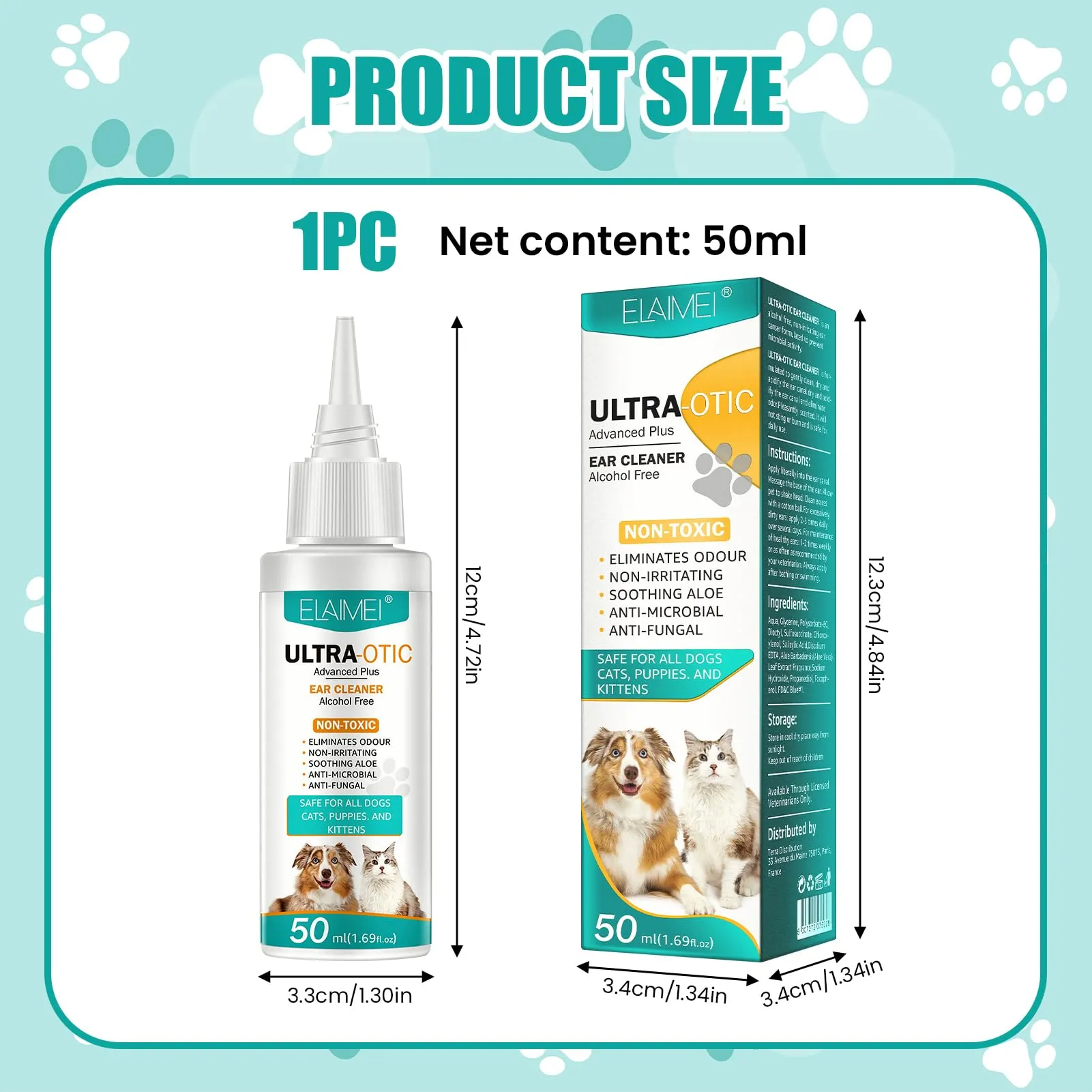 exatta Pulizia Orecchie Cane, Detergente Auricolare Cani e Gatti,Pulisce - immagine 2