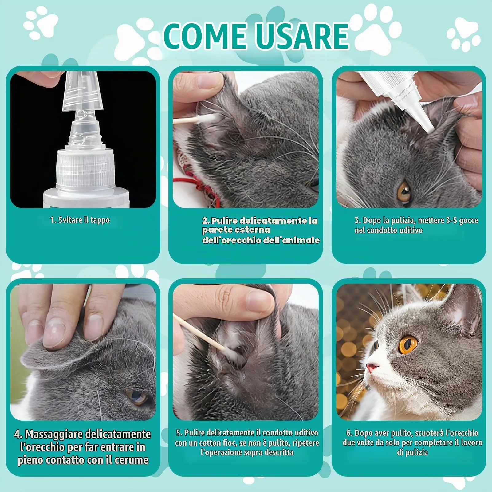 exatta Pulizia Orecchie Cane, Detergente Auricolare Cani e Gatti,Pulisce - immagine 5
