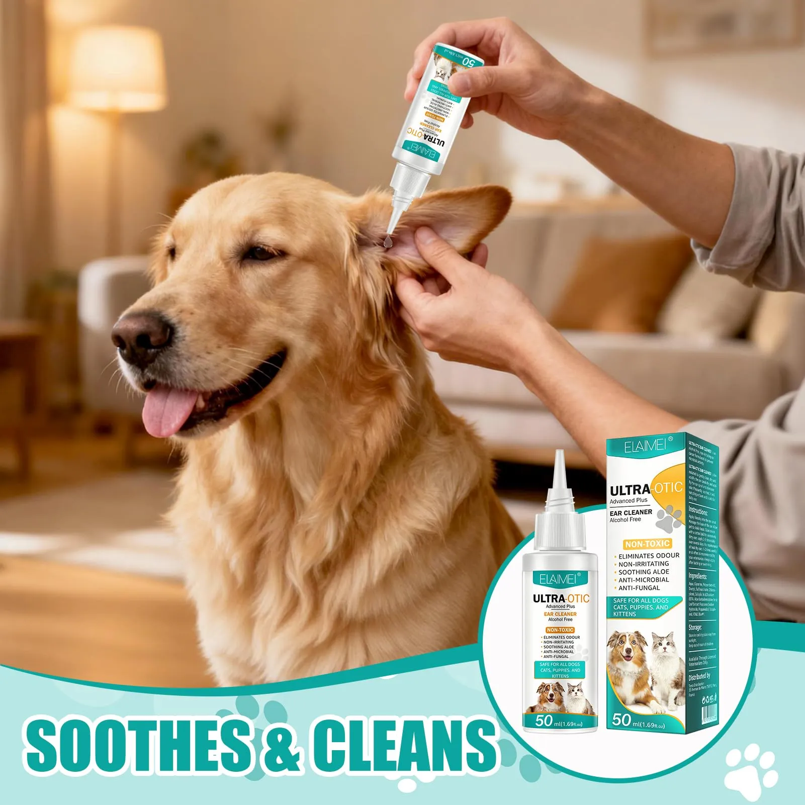 exatta Pulizia Orecchie Cane, Detergente Auricolare Cani e Gatti,Pulisce - immagine 6