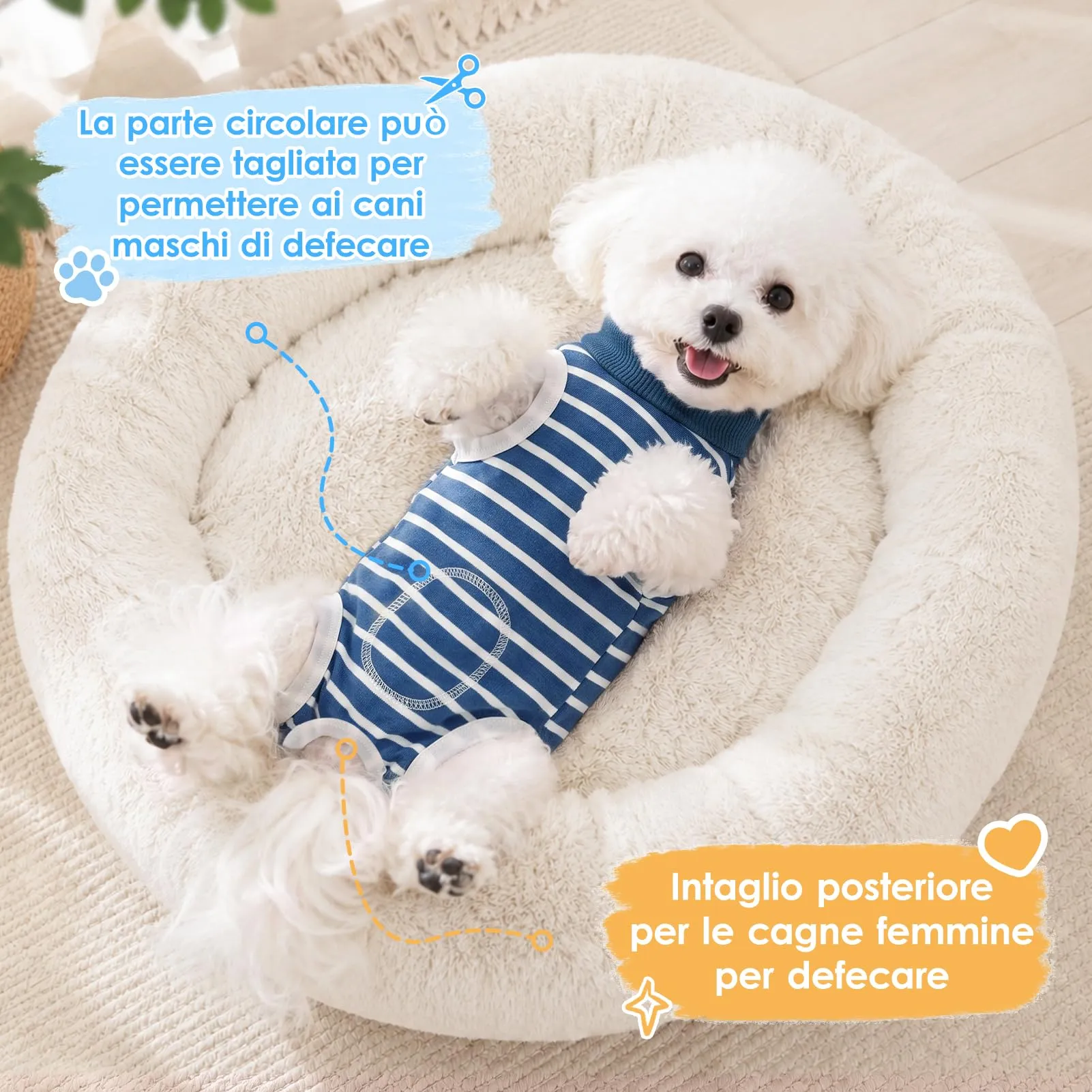 MELLIEX Body Post Operatorio Cane, Traspirante Tuta Chirurgica Righe Cani - immagine 2