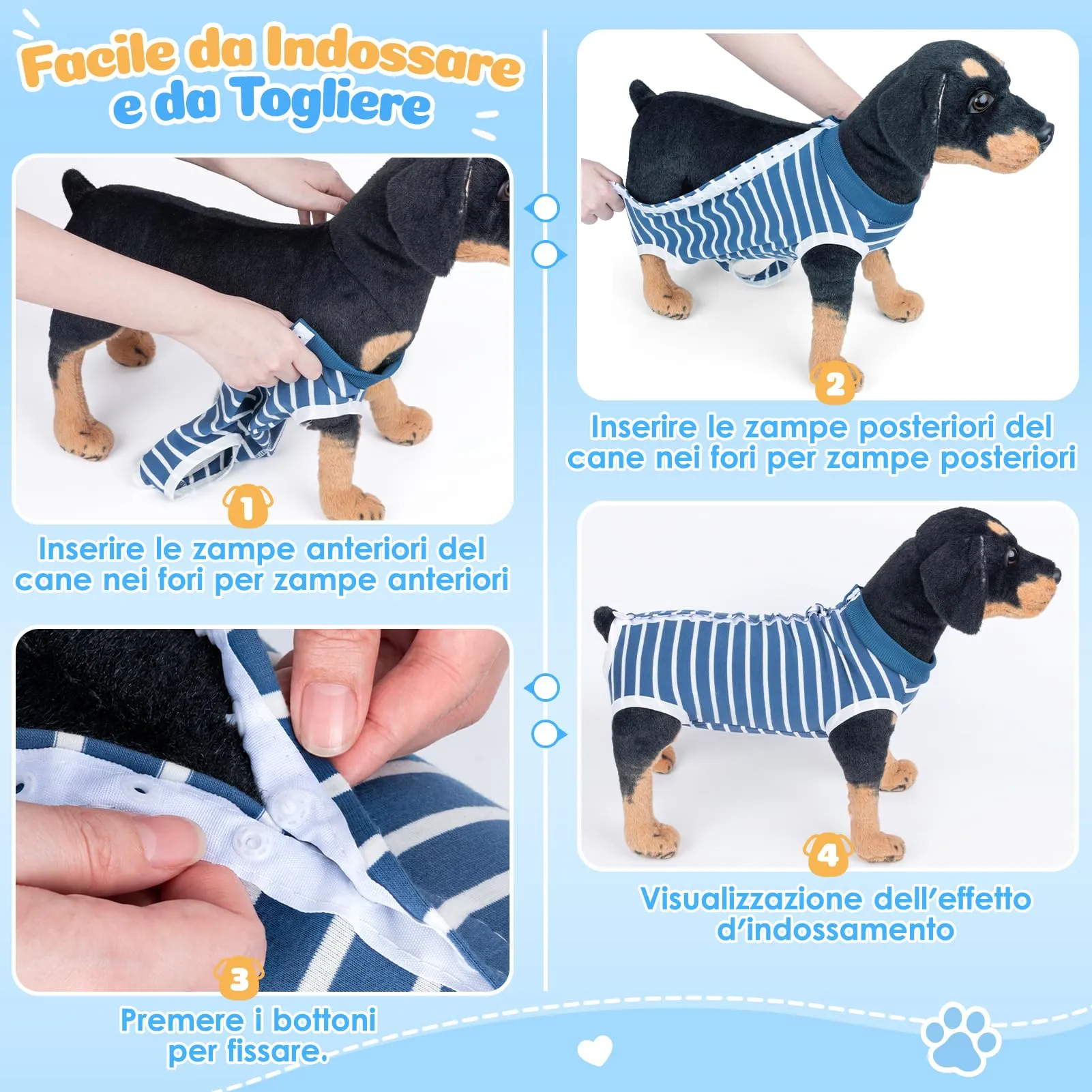 MELLIEX Body Post Operatorio Cane, Traspirante Tuta Chirurgica Righe Cani - immagine 4