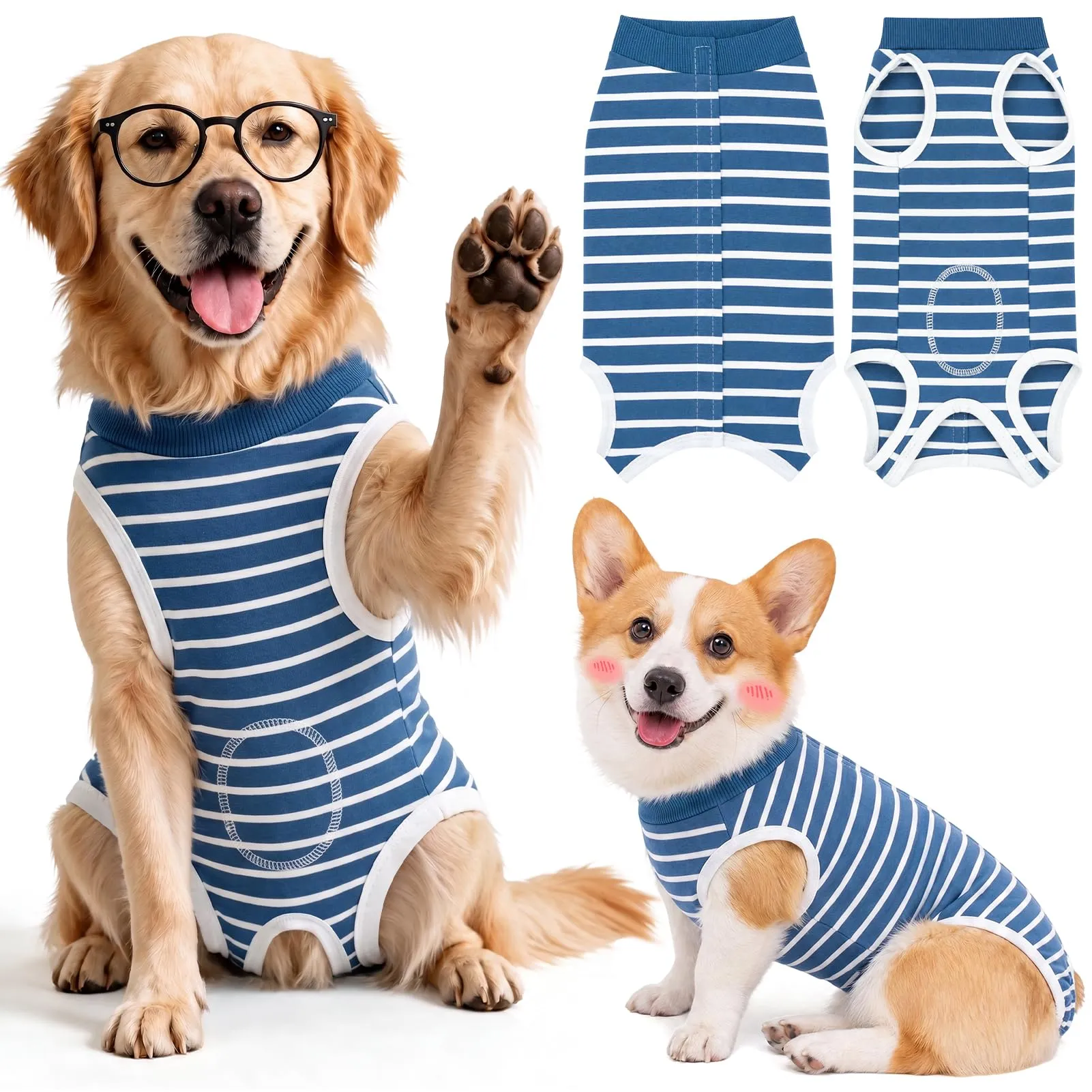 MELLIEX Body Post Operatorio Cane, Traspirante Tuta Chirurgica Righe Cani - immagine 1