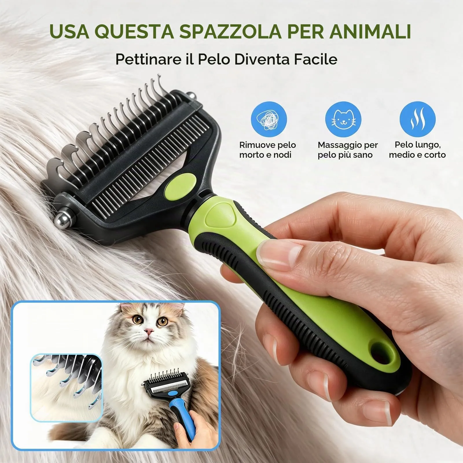 Spazzola per Cani & Pelo, Professionale Pettine Gatti per Pelo - immagine 2
